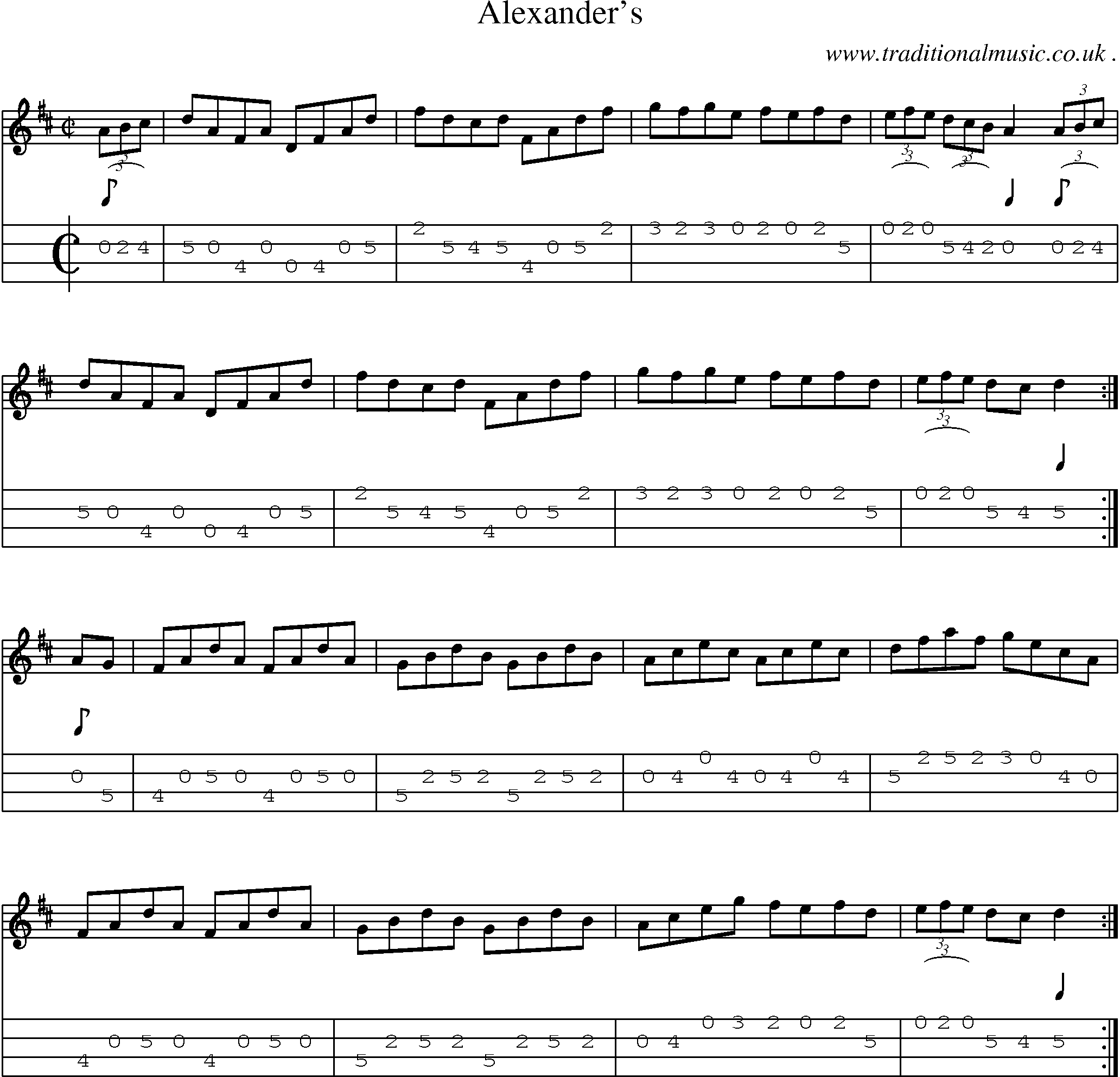 Sheet-Music and Mandolin Tabs for Alexanders
