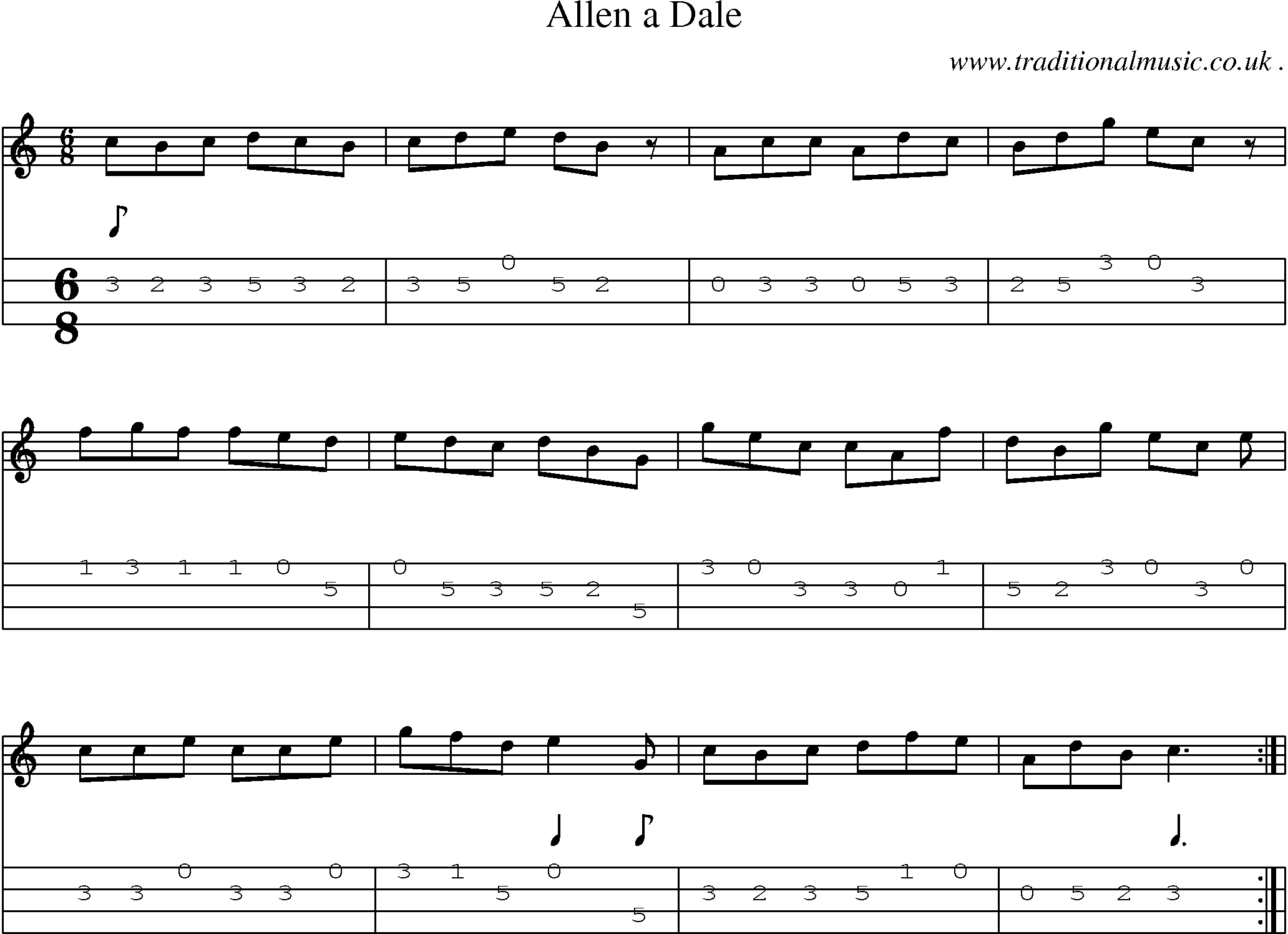 Sheet-Music and Mandolin Tabs for Allen A Dale