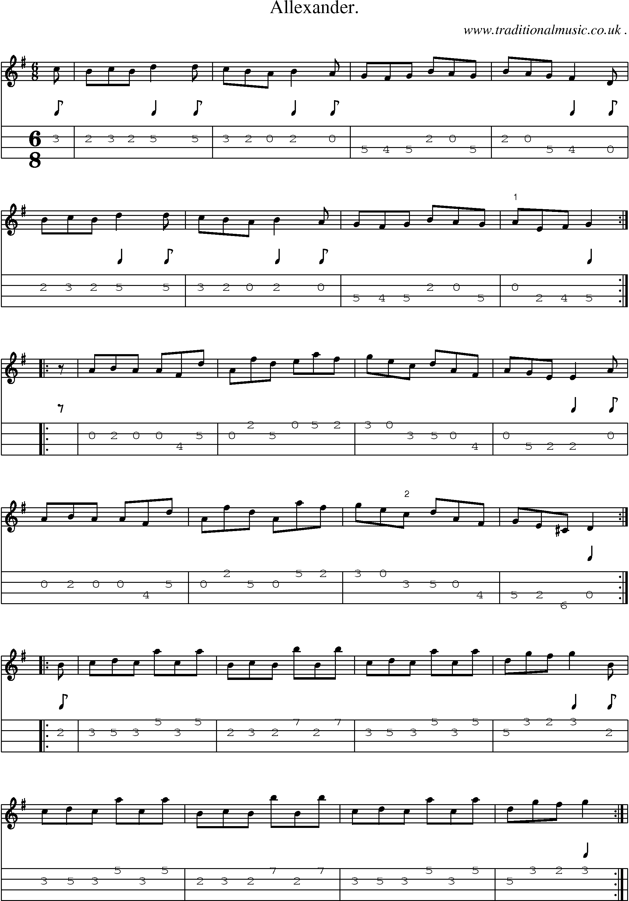 Sheet-Music and Mandolin Tabs for Allexander