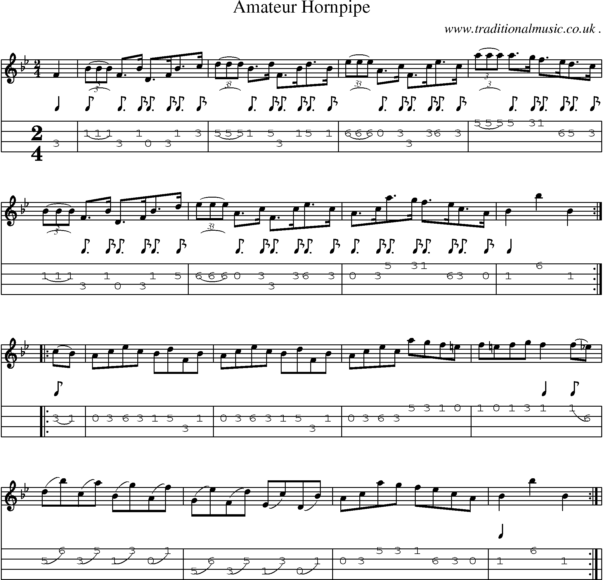 Sheet-Music and Mandolin Tabs for Amateur Hornpipe