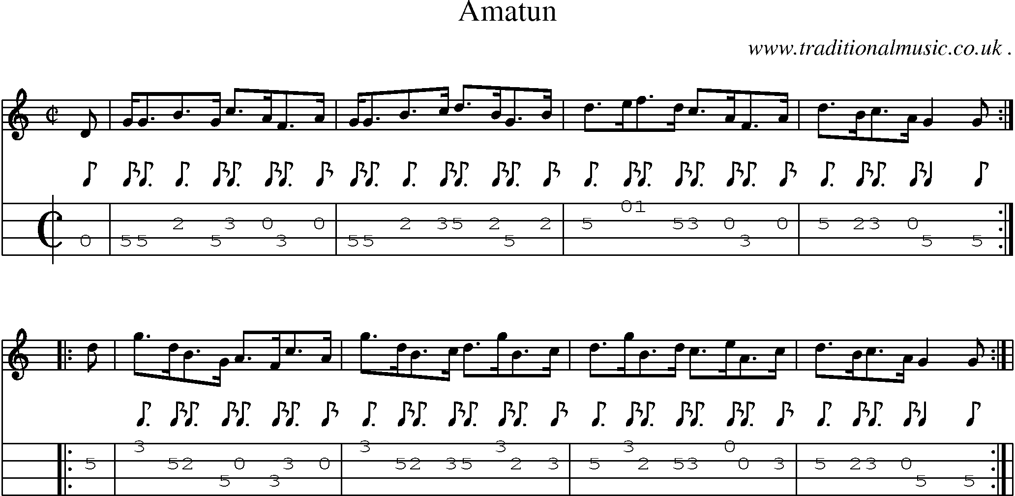 Sheet-Music and Mandolin Tabs for Amatun