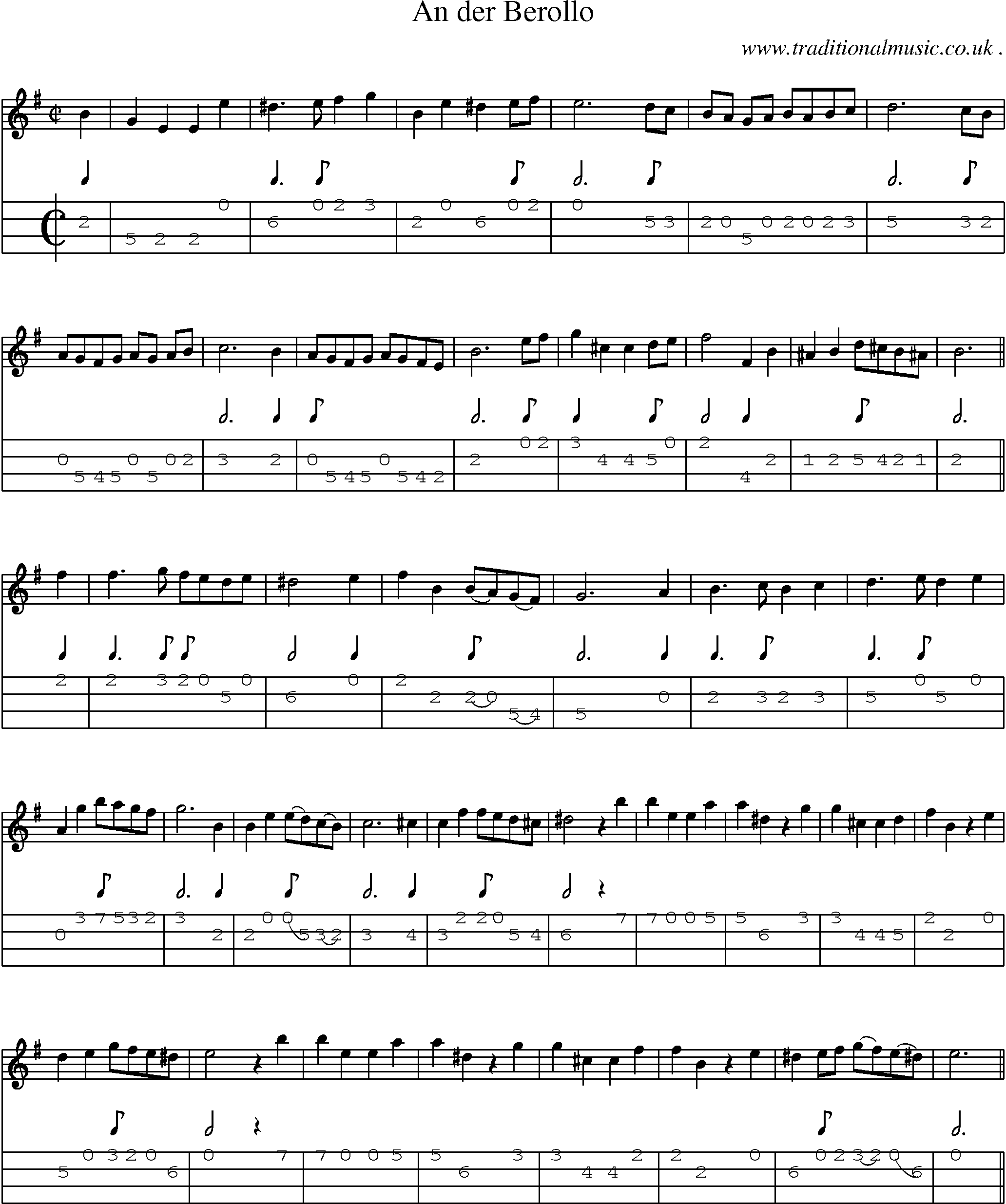 Sheet-Music and Mandolin Tabs for An Der Berollo