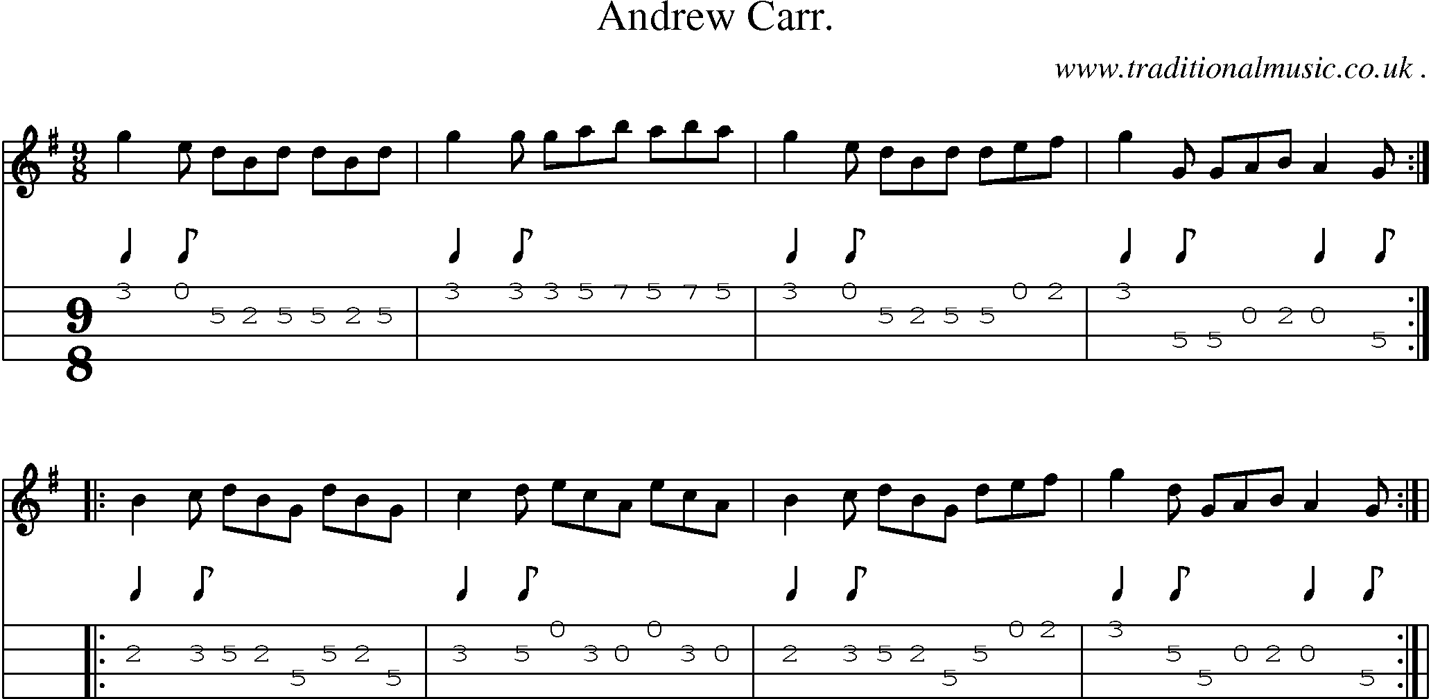 Sheet-Music and Mandolin Tabs for Andrew Carr