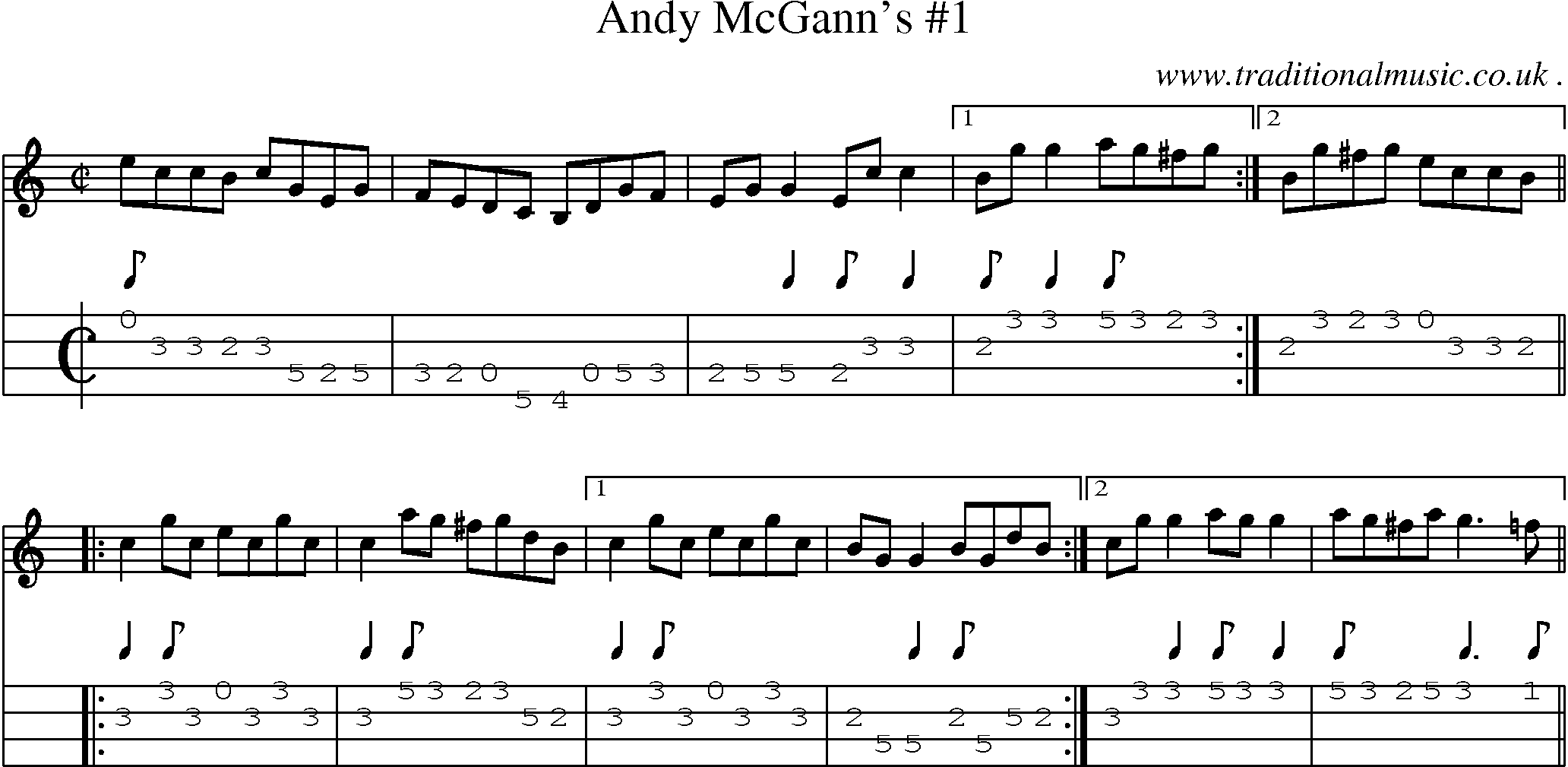 Sheet-Music and Mandolin Tabs for Andy Mcganns 1