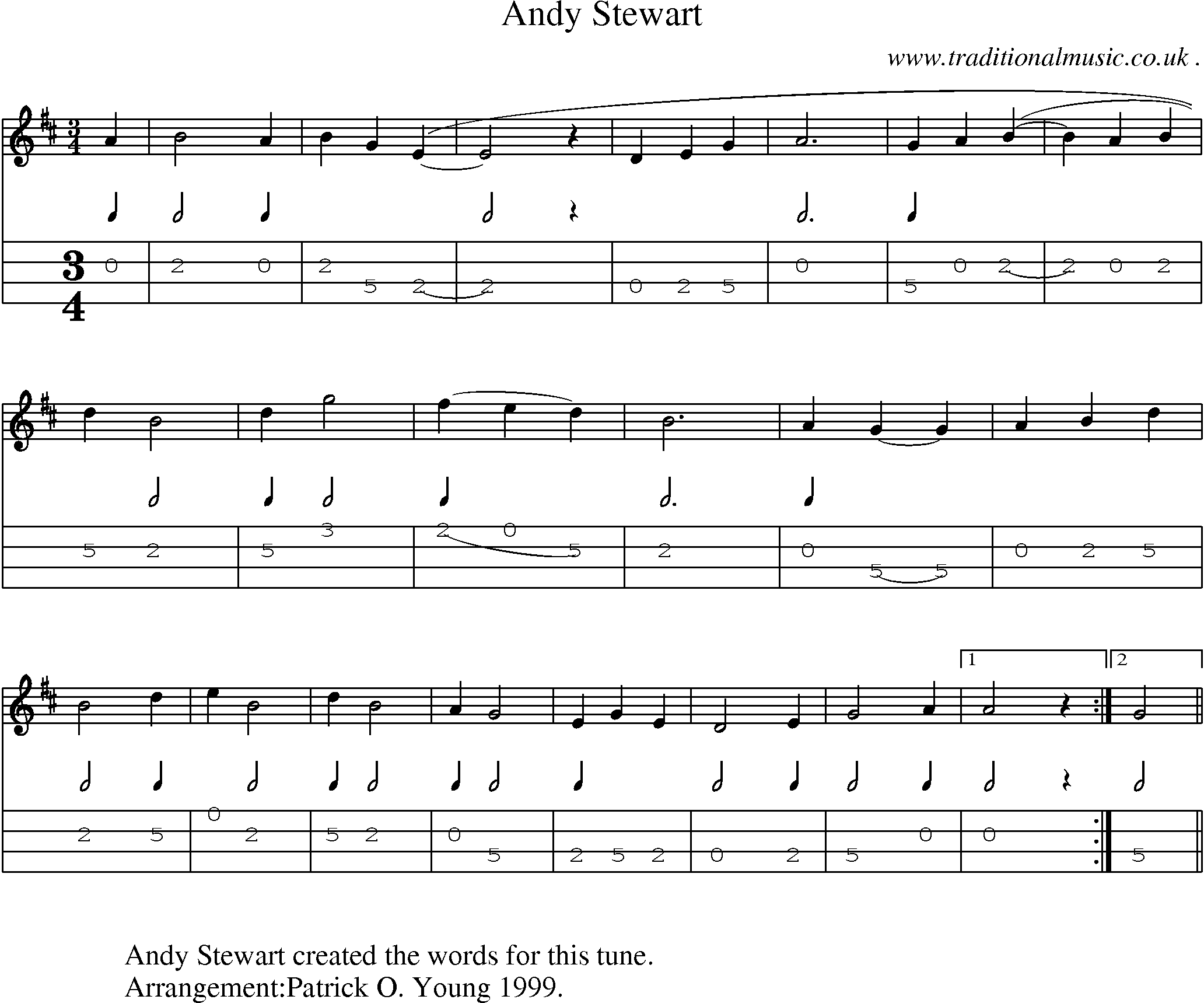 Sheet-Music and Mandolin Tabs for Andy Stewart