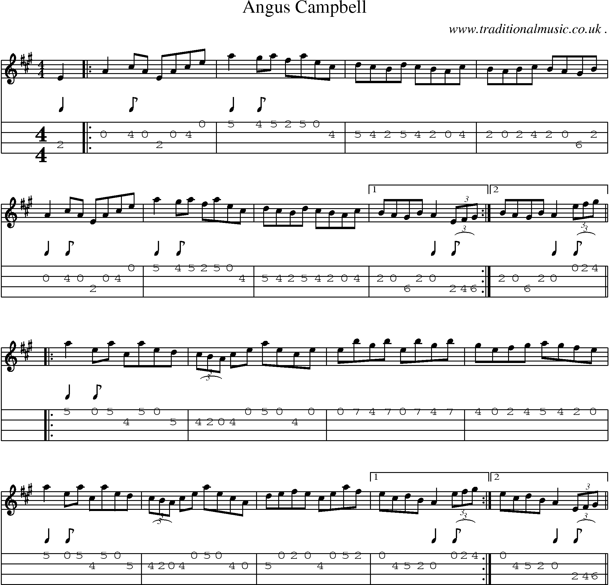 Sheet-Music and Mandolin Tabs for Angus Campbell