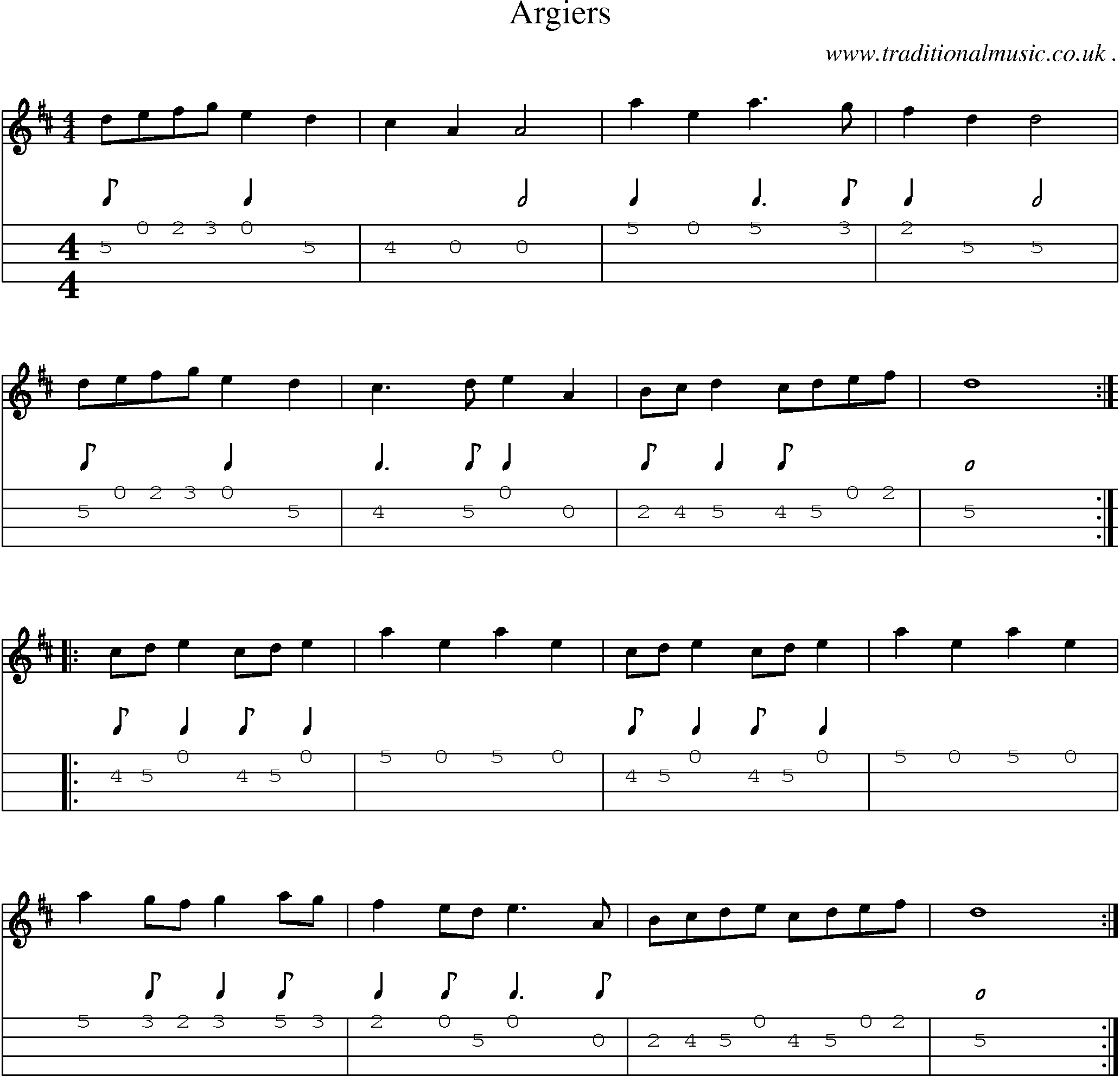 Sheet-Music and Mandolin Tabs for Argiers