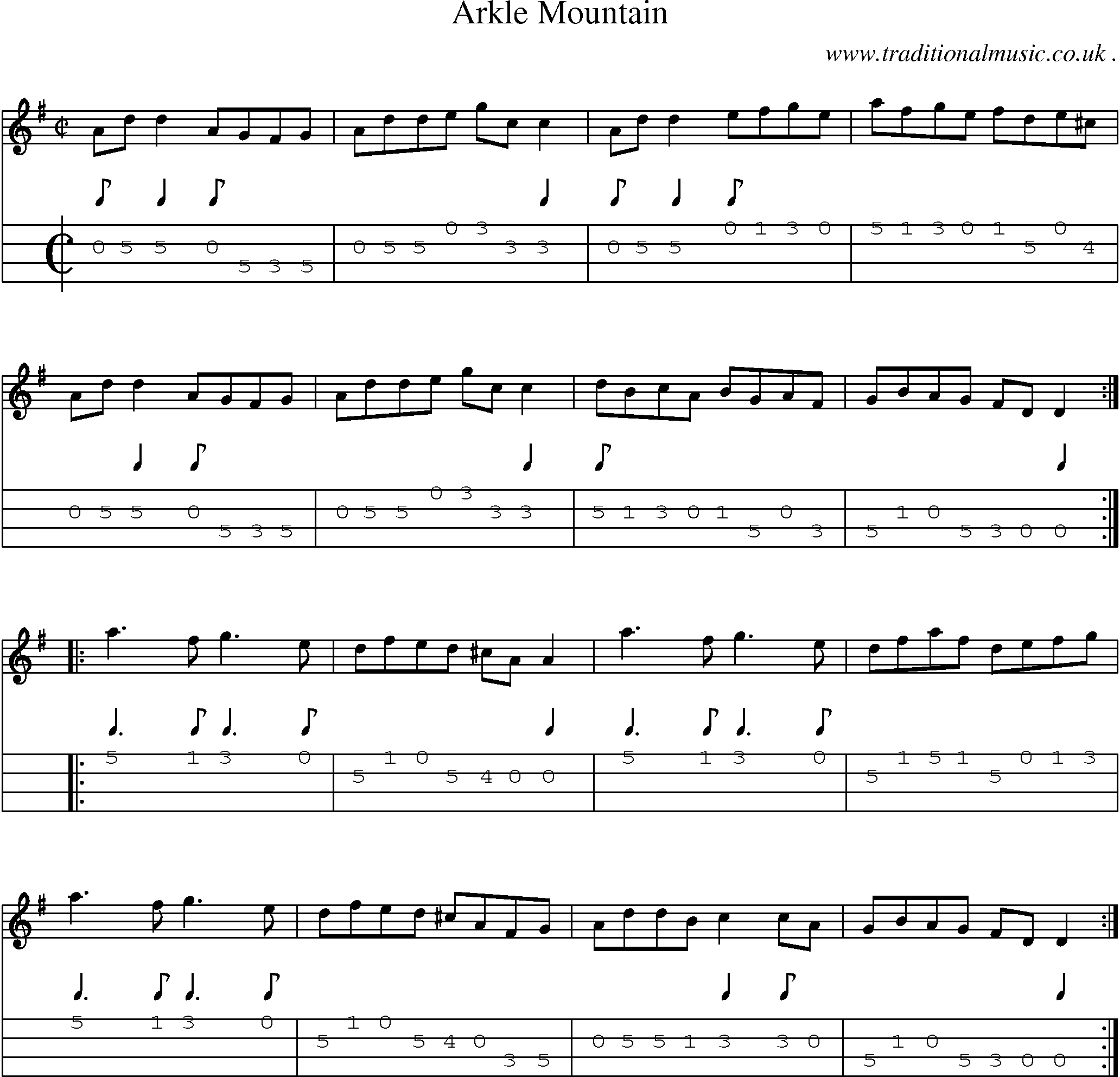 Sheet-Music and Mandolin Tabs for Arkle Mountain