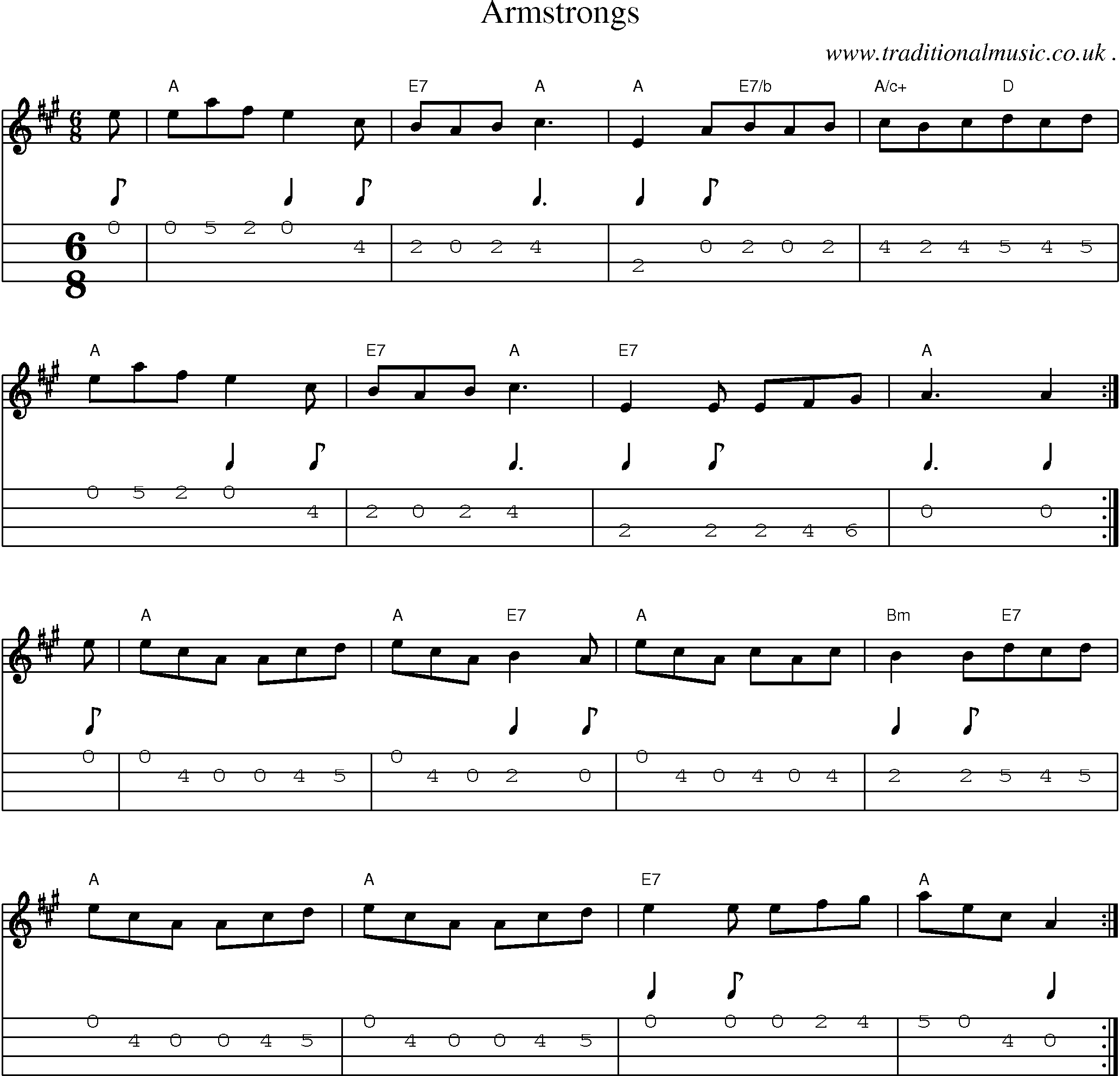 Sheet-Music and Mandolin Tabs for Armstrongs