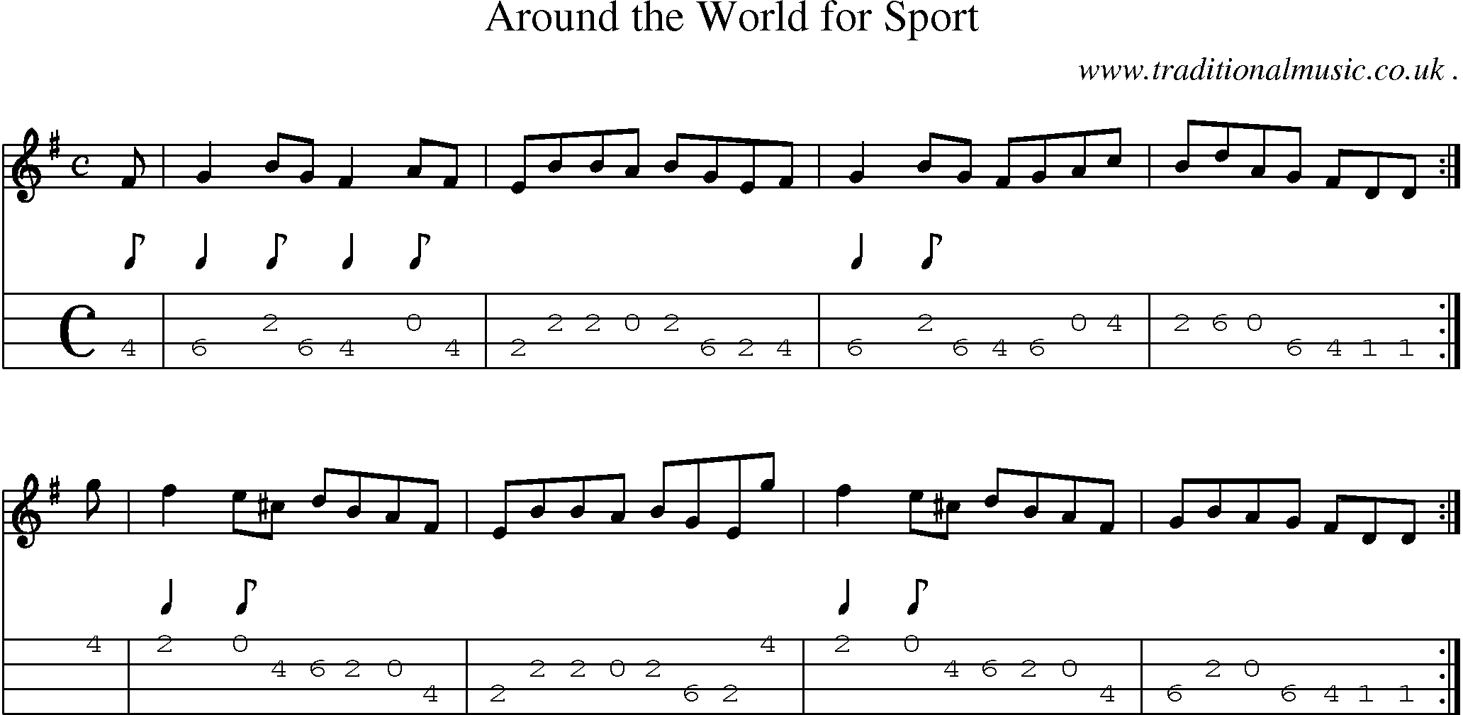 Sheet-Music and Mandolin Tabs for Around The World For Sport