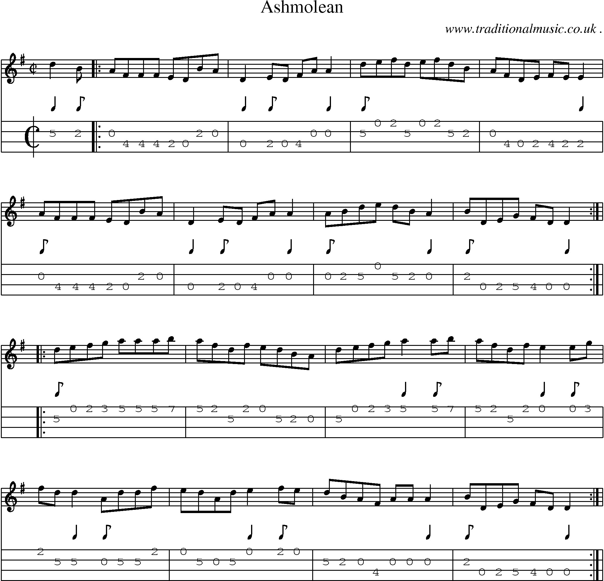 Sheet-Music and Mandolin Tabs for Ashmolean