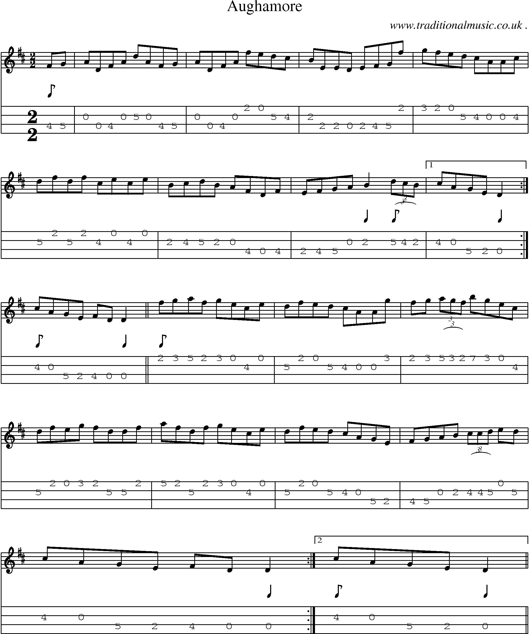Sheet-Music and Mandolin Tabs for Aughamore