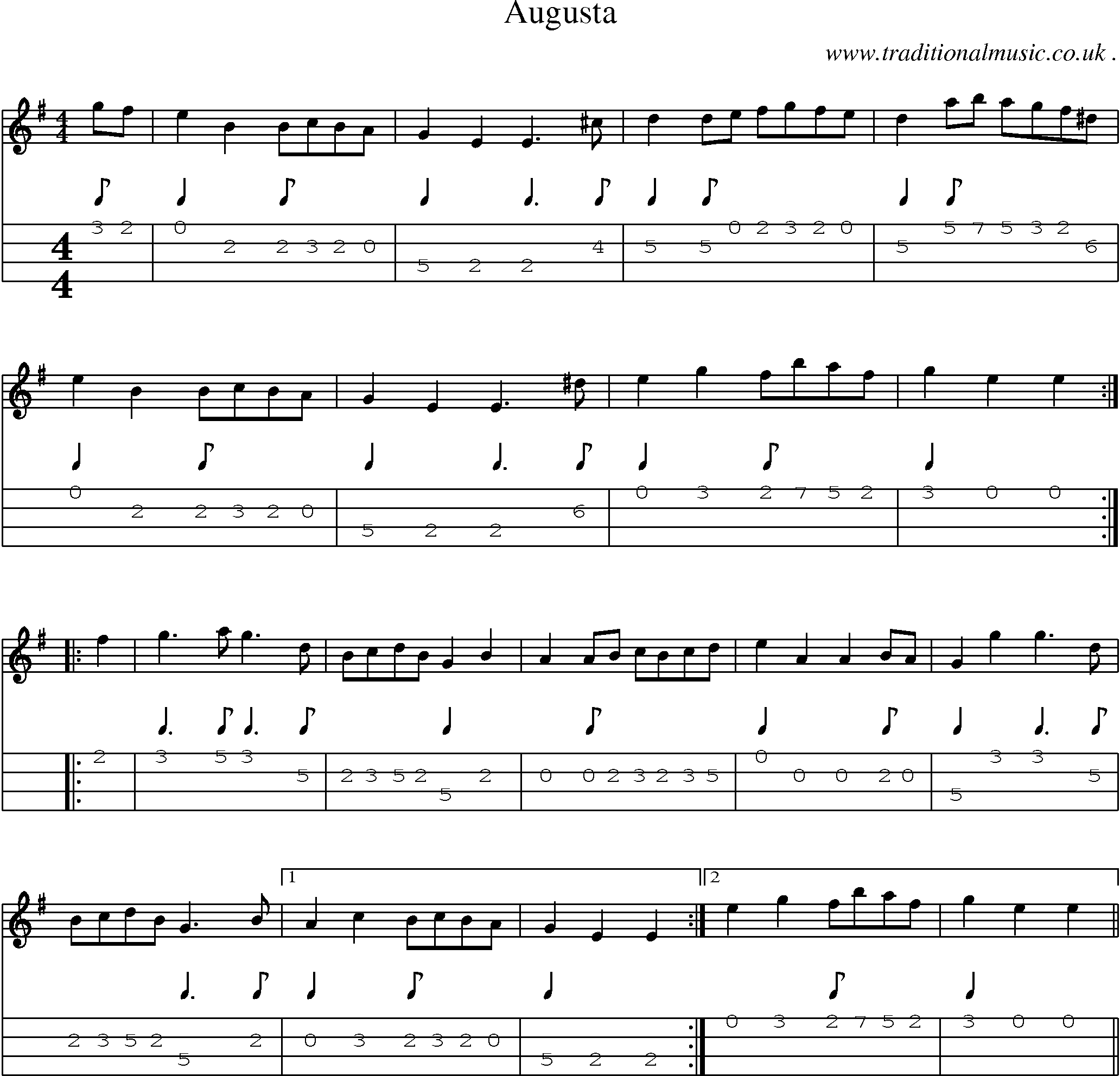 Sheet-Music and Mandolin Tabs for Augusta