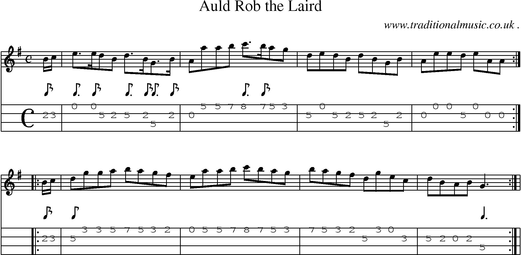 Sheet-Music and Mandolin Tabs for Auld Rob The Laird