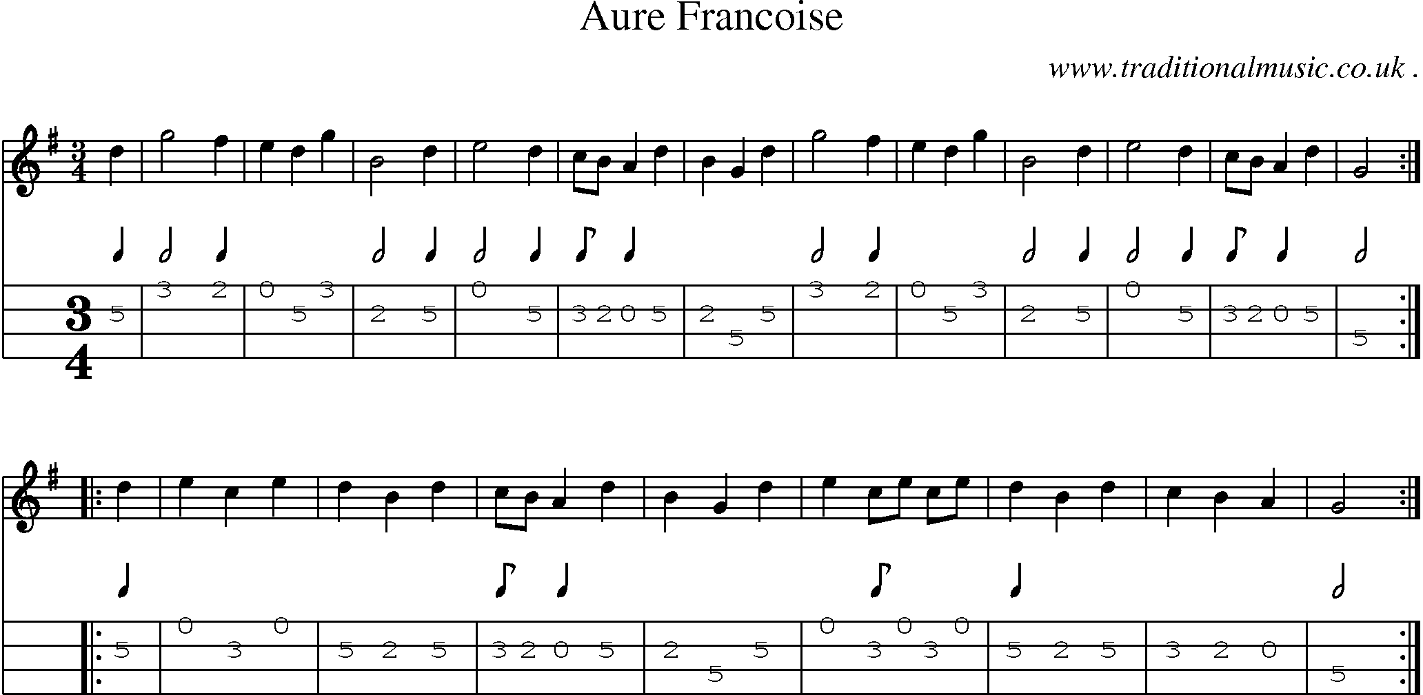 Sheet-Music and Mandolin Tabs for Aure Francoise