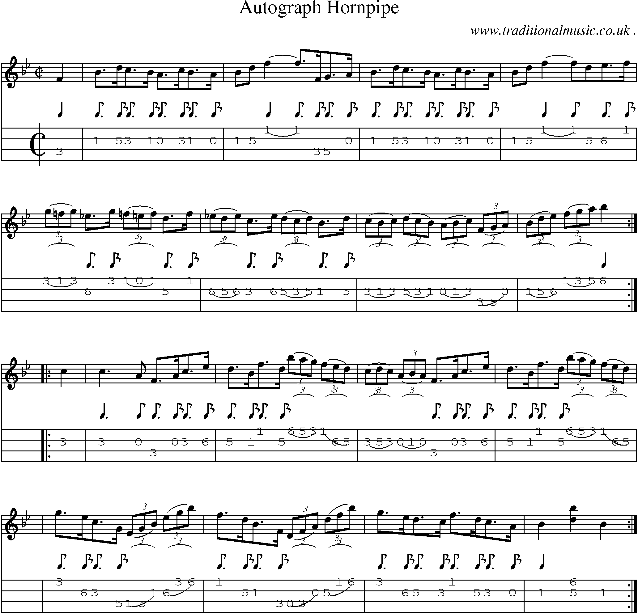 Sheet-Music and Mandolin Tabs for Autograph Hornpipe
