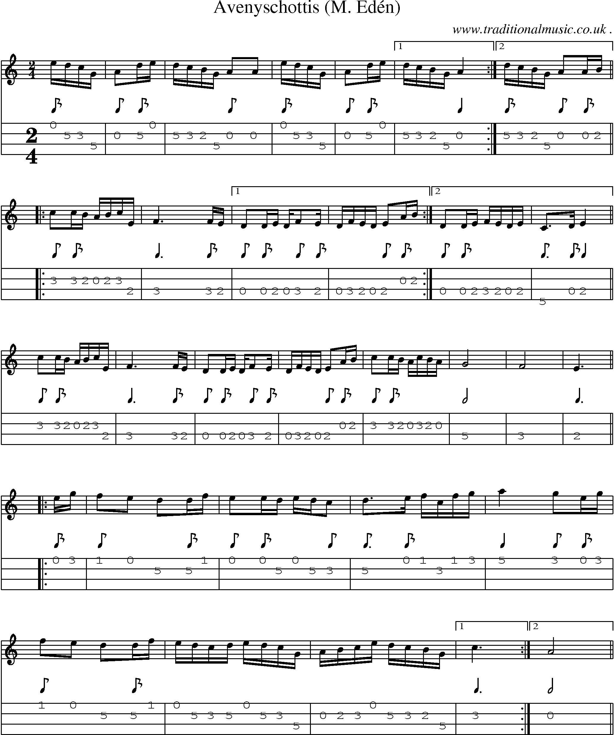 Sheet-Music and Mandolin Tabs for Avenyschottis