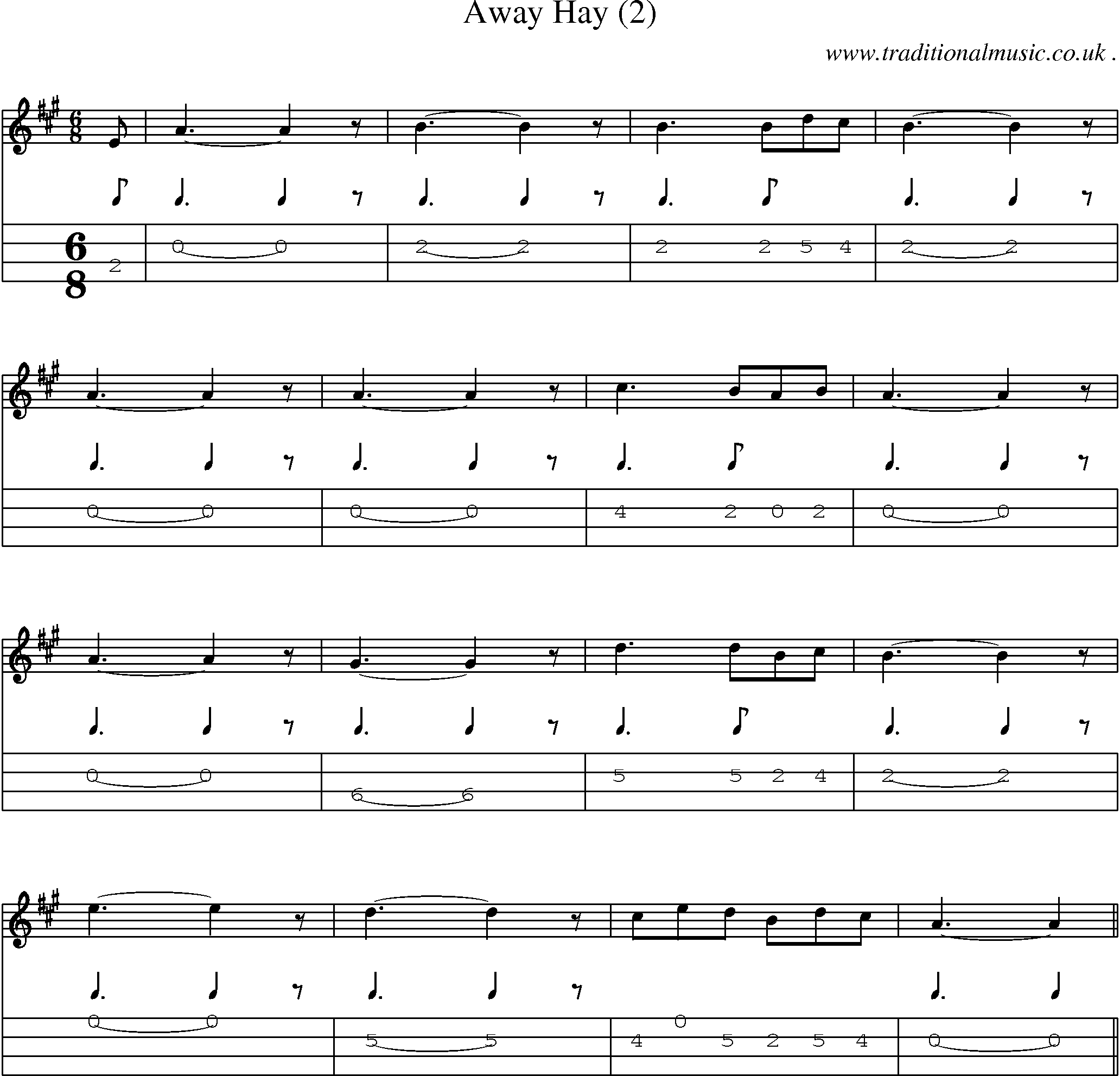 Sheet-Music and Mandolin Tabs for Away Hay (2)
