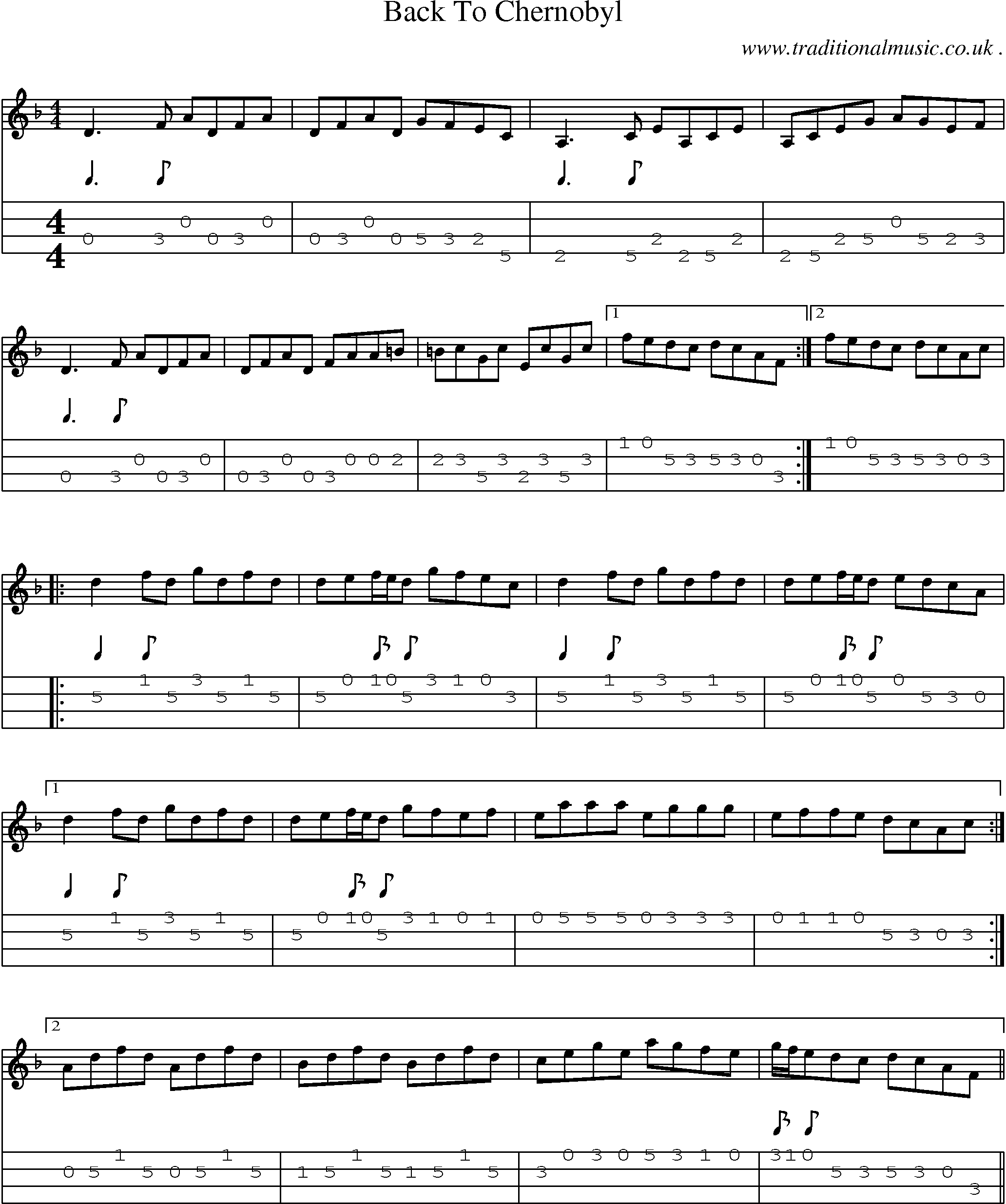 Sheet-Music and Mandolin Tabs for Back To Chernobyl