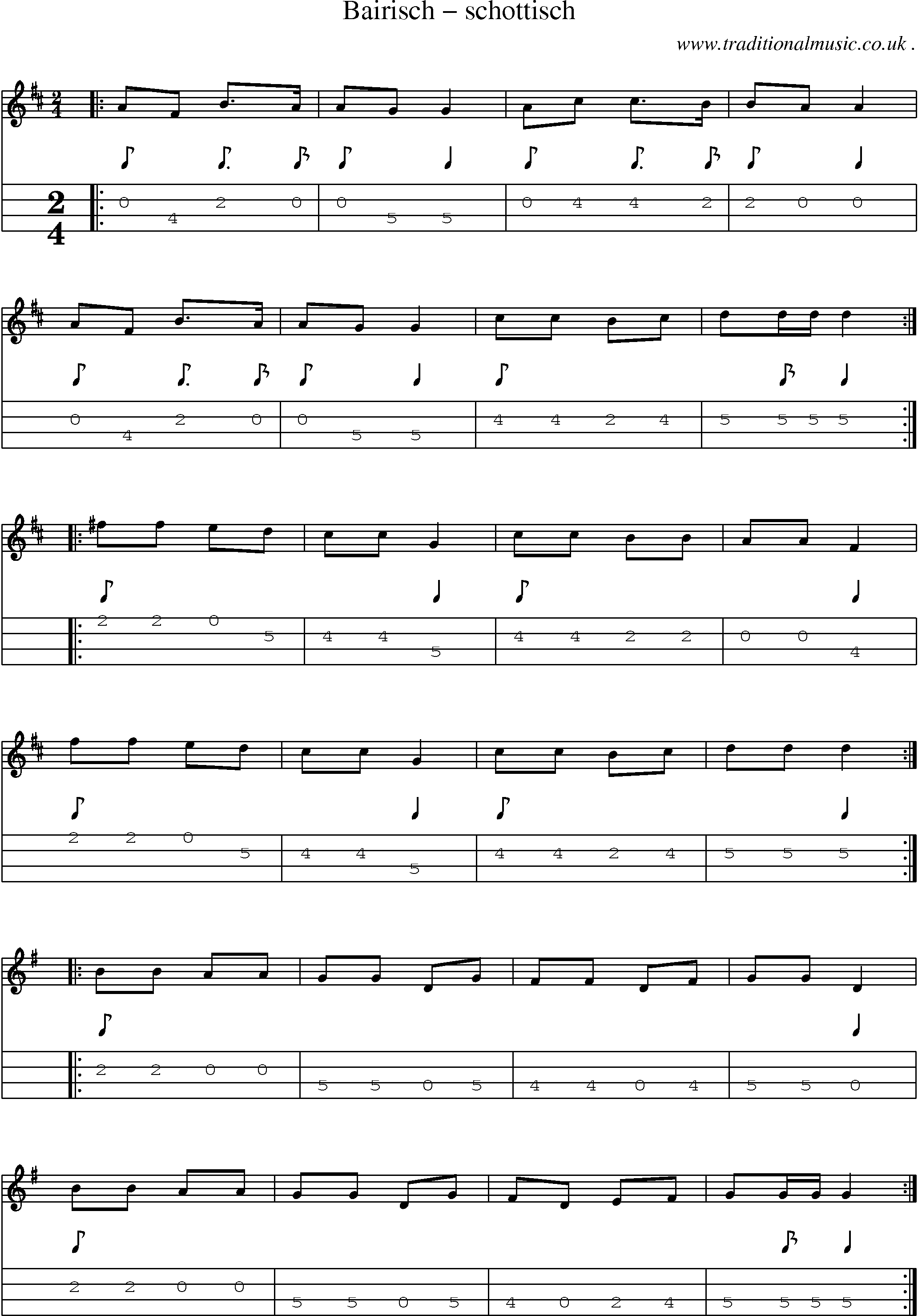 Sheet-Music and Mandolin Tabs for Bairisch Schottisch