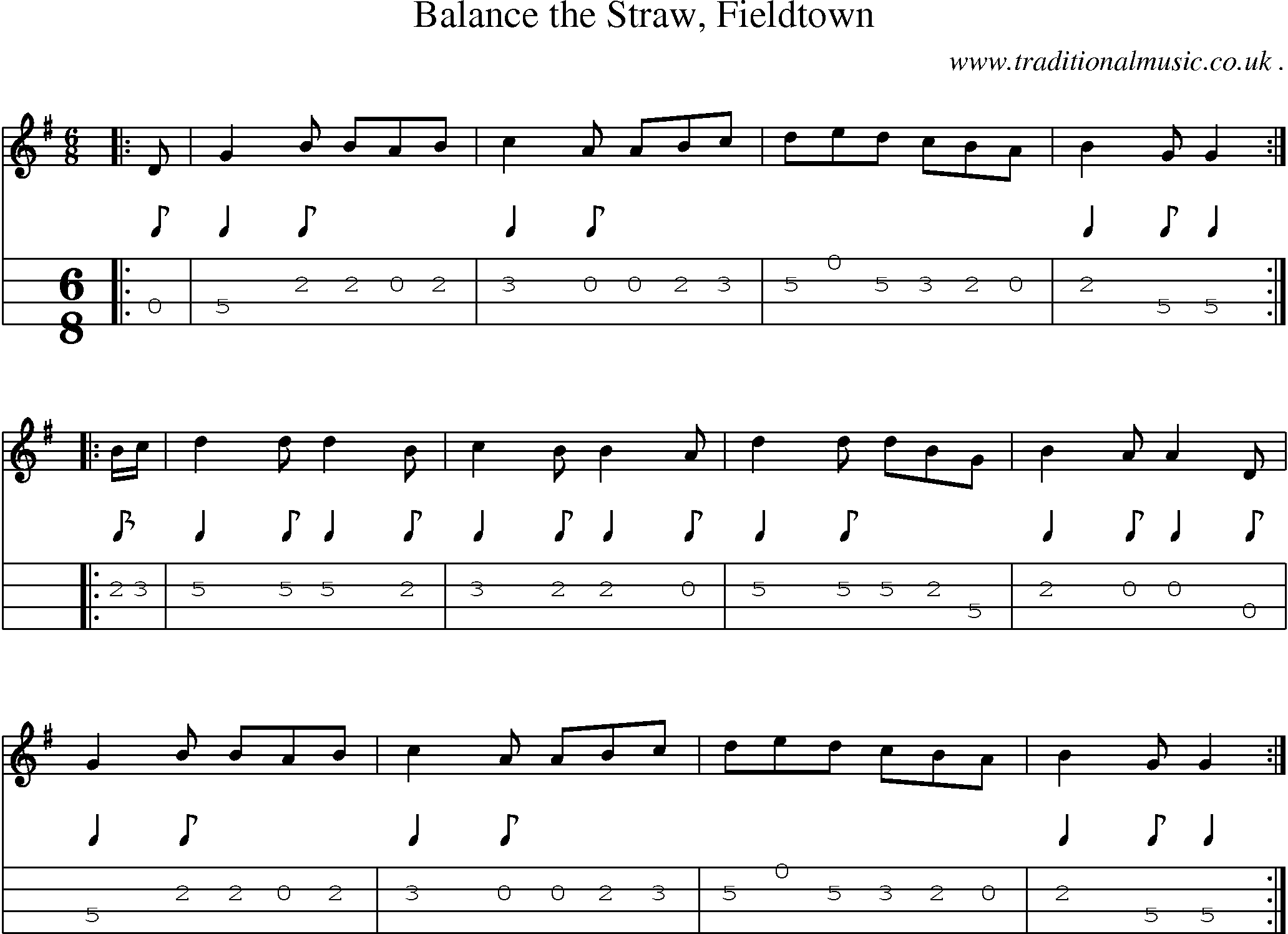 Sheet-Music and Mandolin Tabs for Balance The Straw Fieldtown