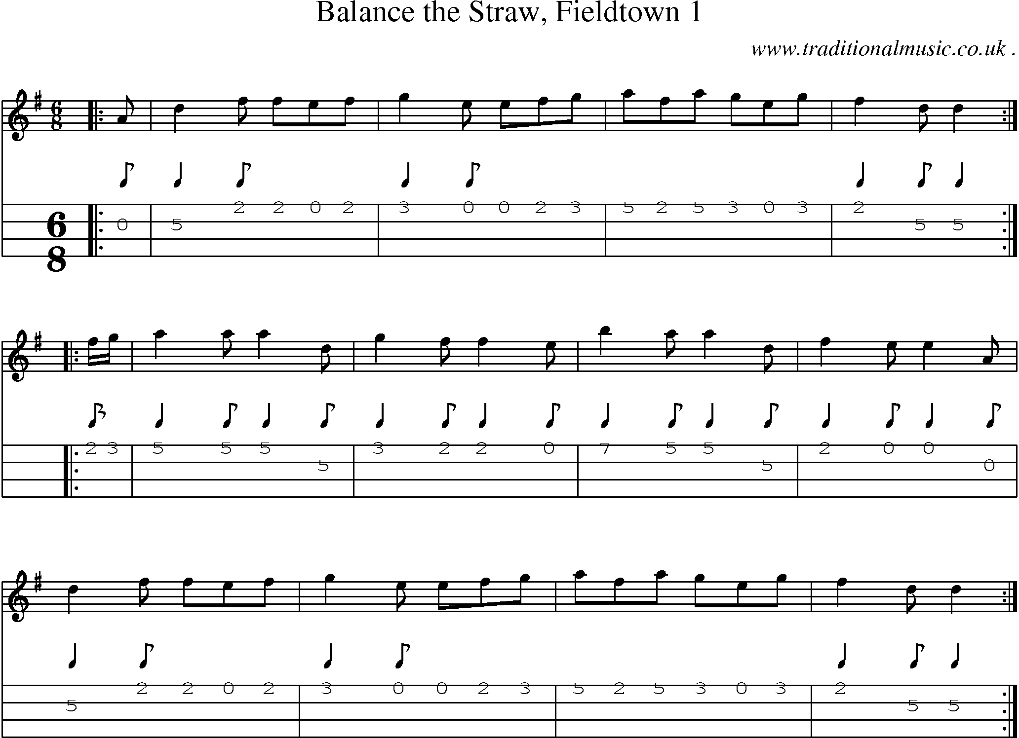 Sheet-Music and Mandolin Tabs for Balance The Straw Fieldtown 1