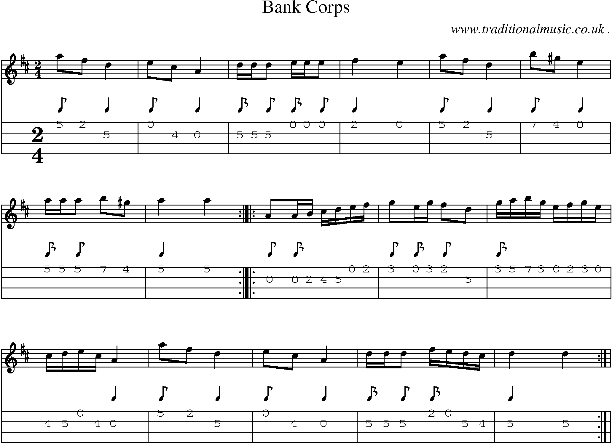 Sheet-Music and Mandolin Tabs for Bank Corps