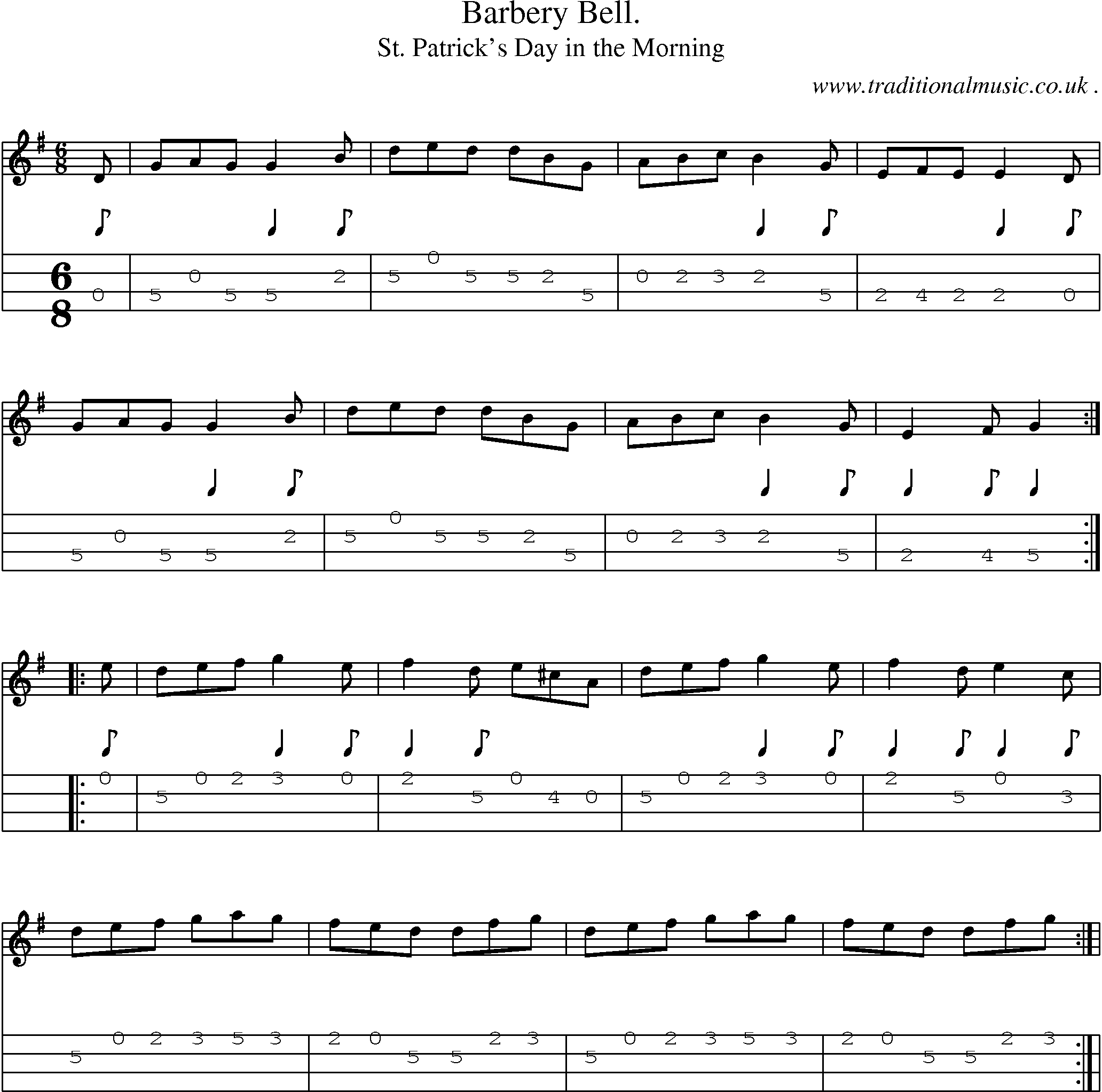 Sheet-Music and Mandolin Tabs for Barbery Bell