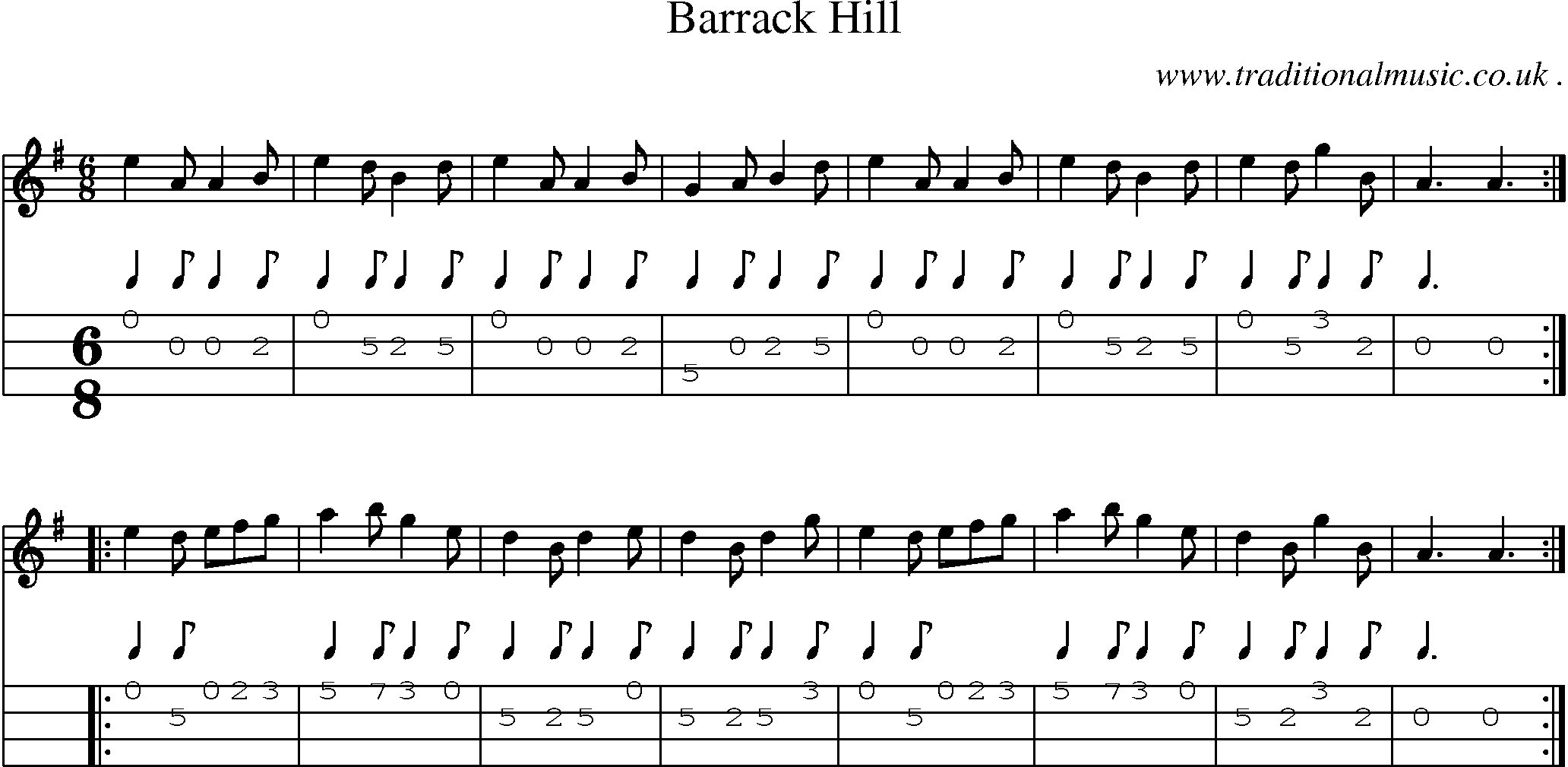 Sheet-Music and Mandolin Tabs for Barrack Hill