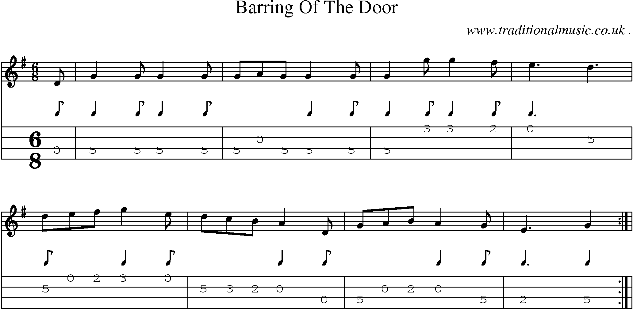 Sheet-Music and Mandolin Tabs for Barring Of The Door