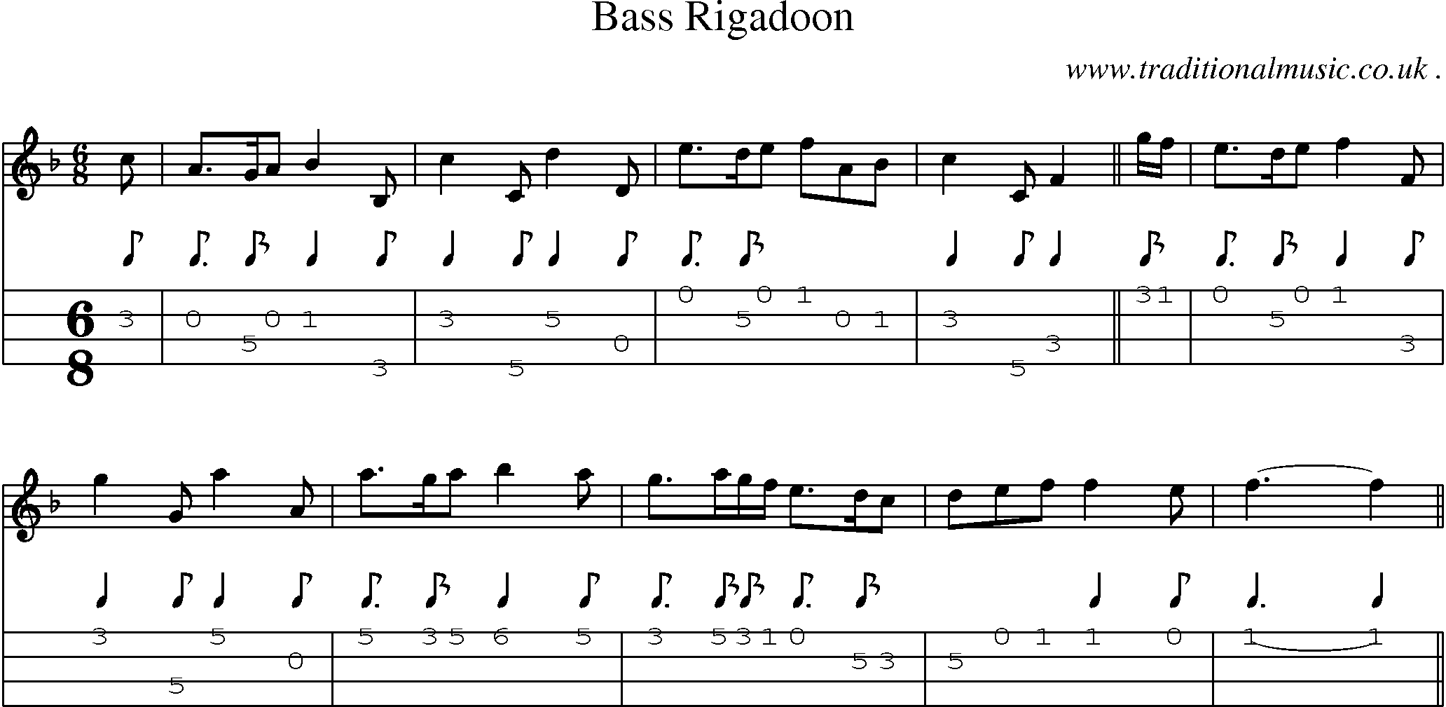 Sheet-Music and Mandolin Tabs for Bass Rigadoon