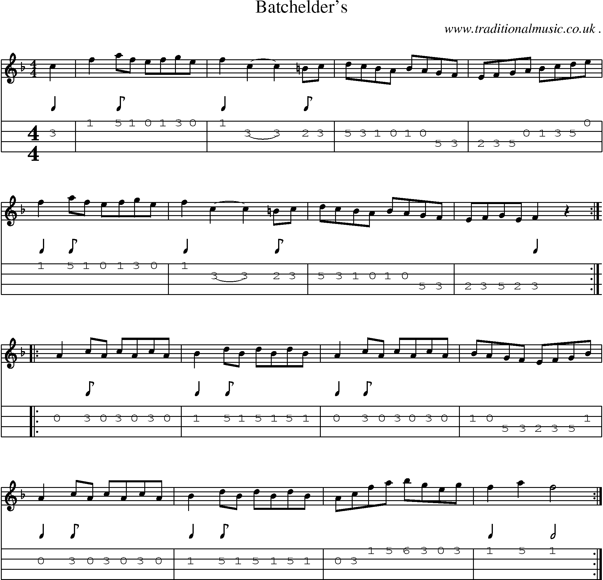 Sheet-Music and Mandolin Tabs for Batchelders