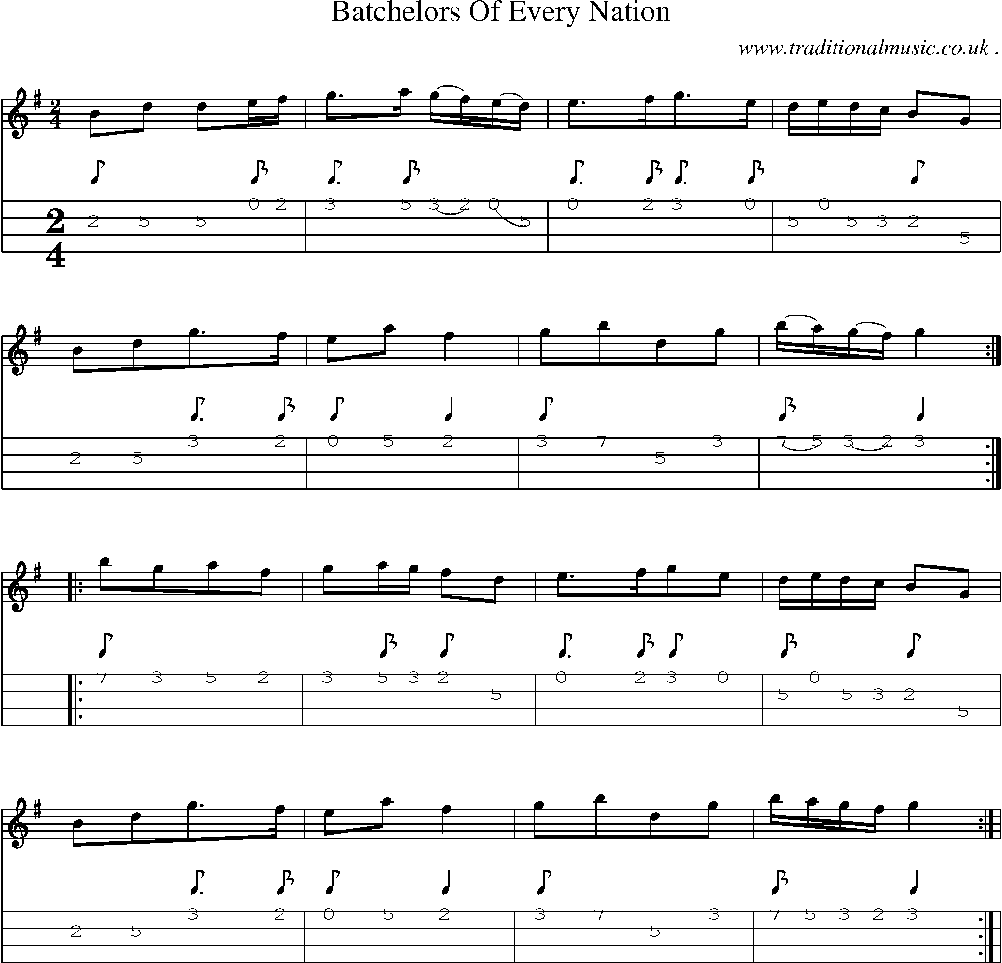 Sheet-Music and Mandolin Tabs for Batchelors Of Every Nation