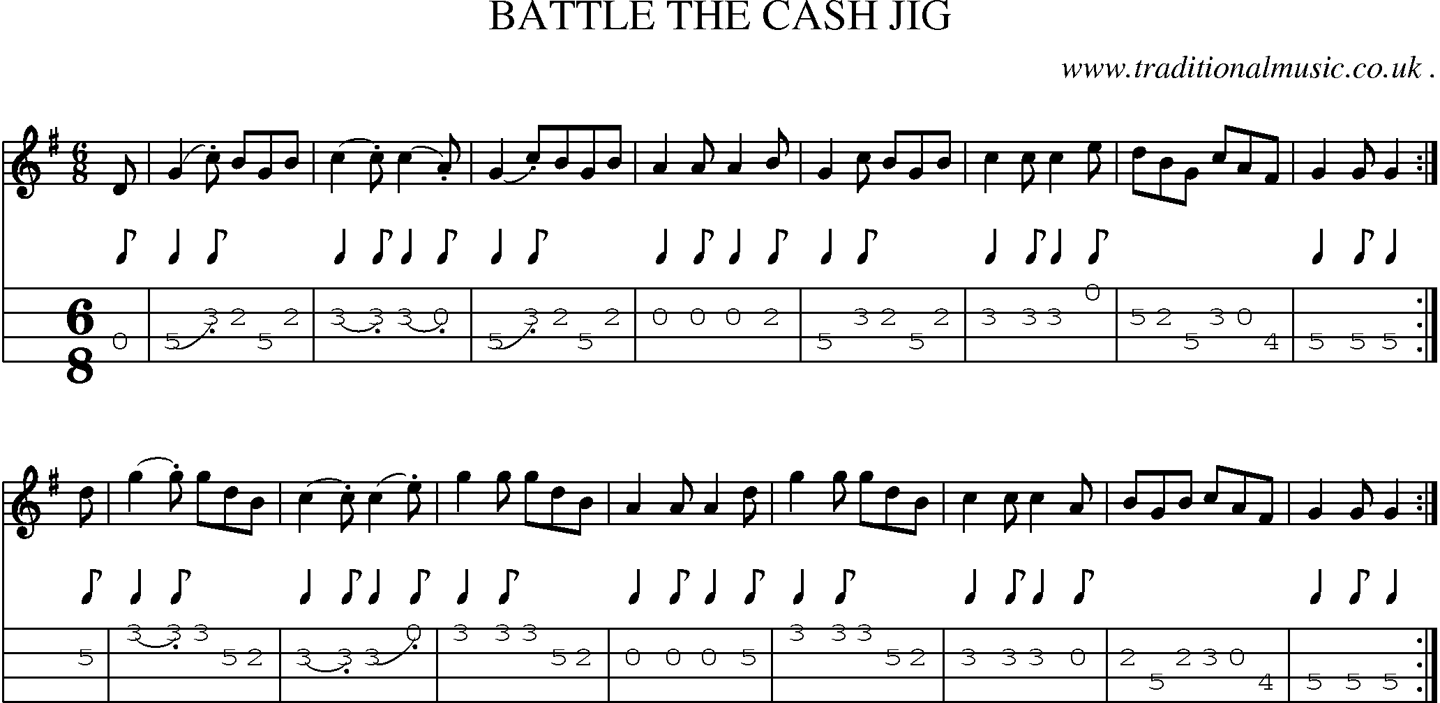 Sheet-Music and Mandolin Tabs for Battle The Cash Jig