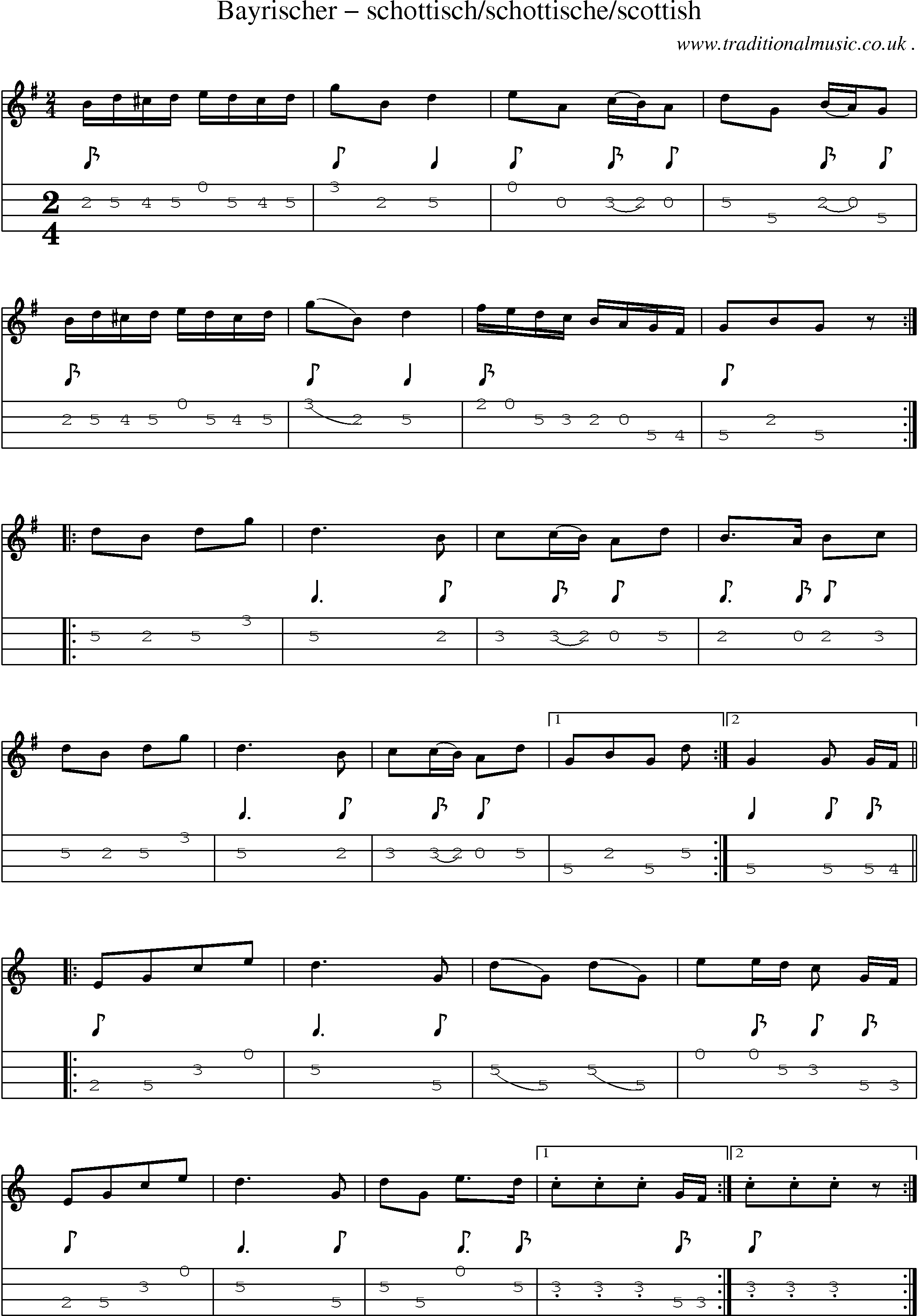Sheet-Music and Mandolin Tabs for Bayrischer Schottisch