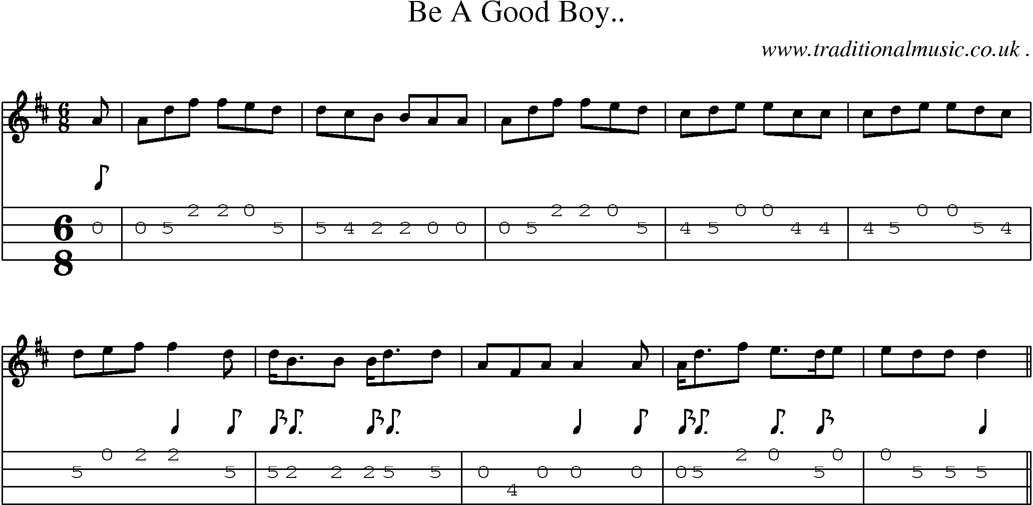 Sheet-Music and Mandolin Tabs for Be A Good Boy
