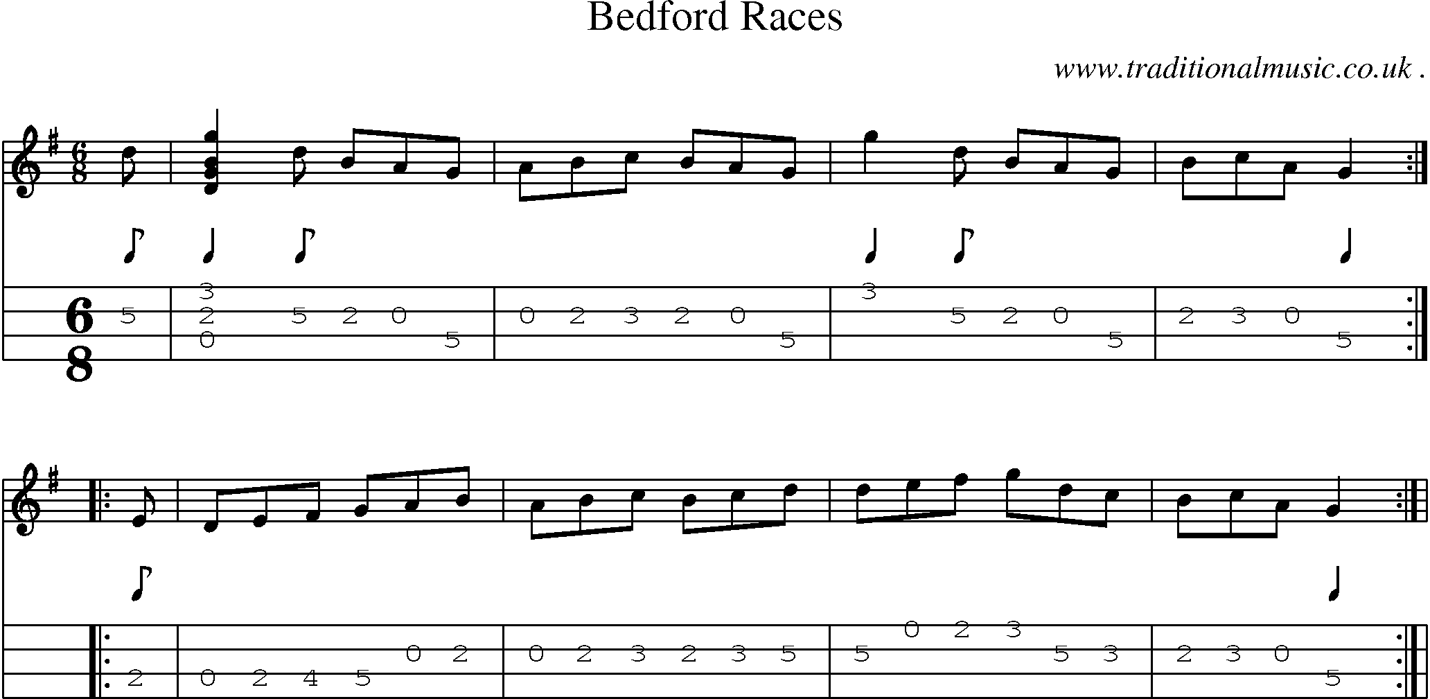 Sheet-Music and Mandolin Tabs for Bedford Races