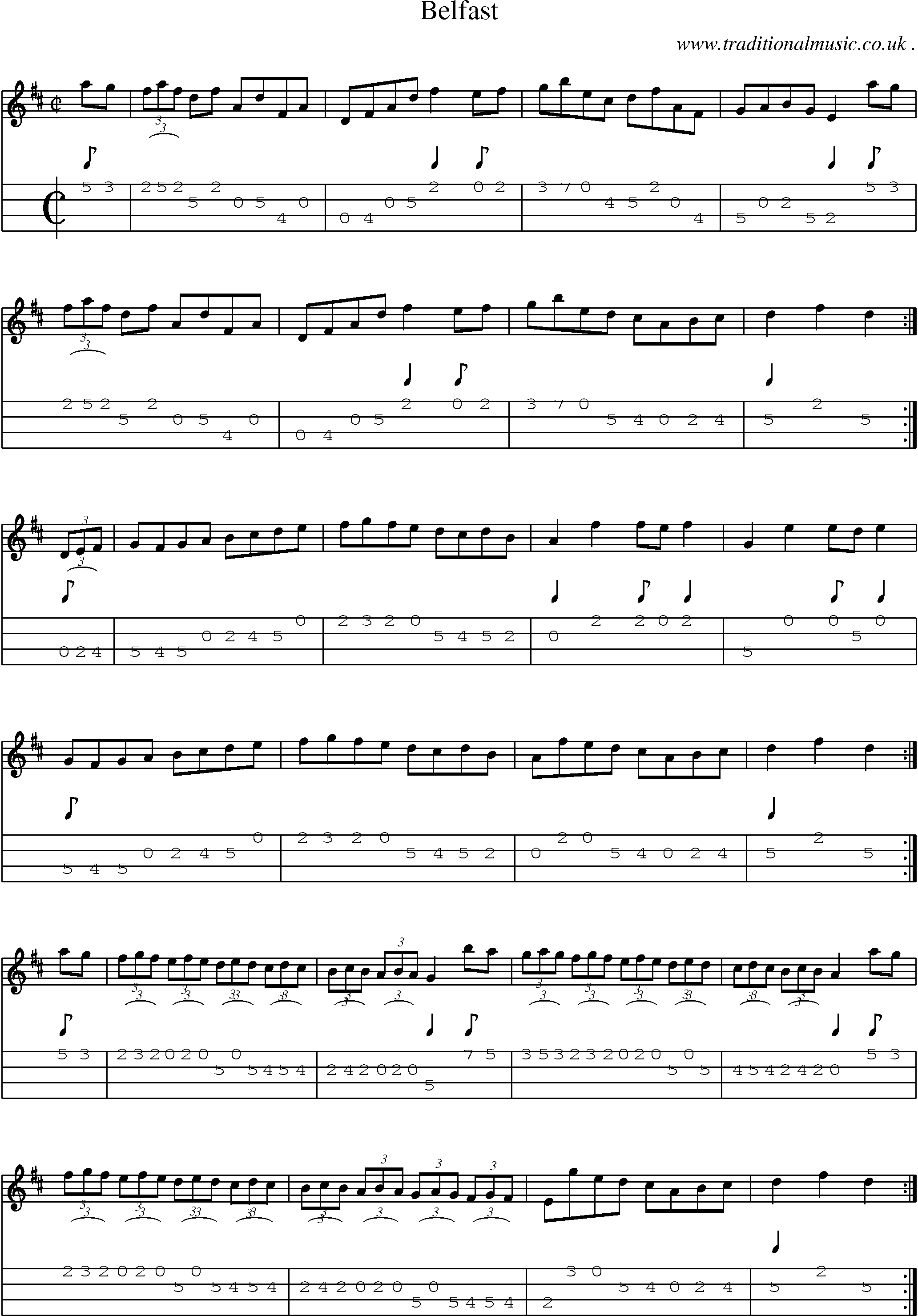 Sheet-Music and Mandolin Tabs for Belfast