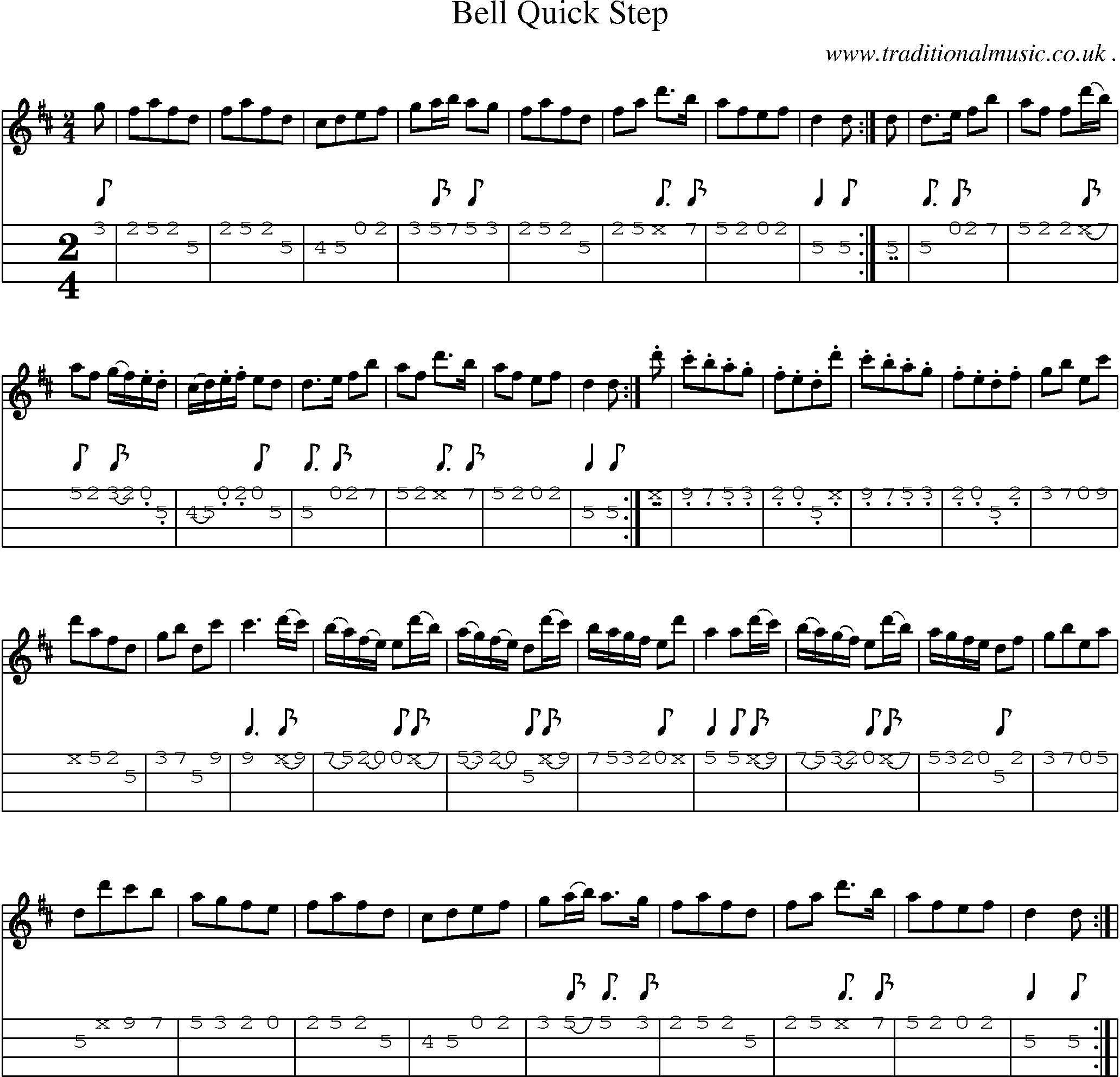 Sheet-Music and Mandolin Tabs for Bell Quick Step