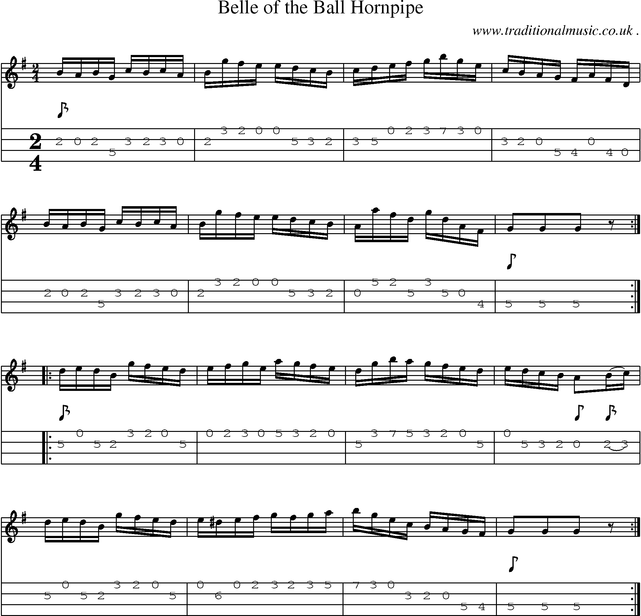 Sheet-Music and Mandolin Tabs for Belle Of The Ball Hornpipe
