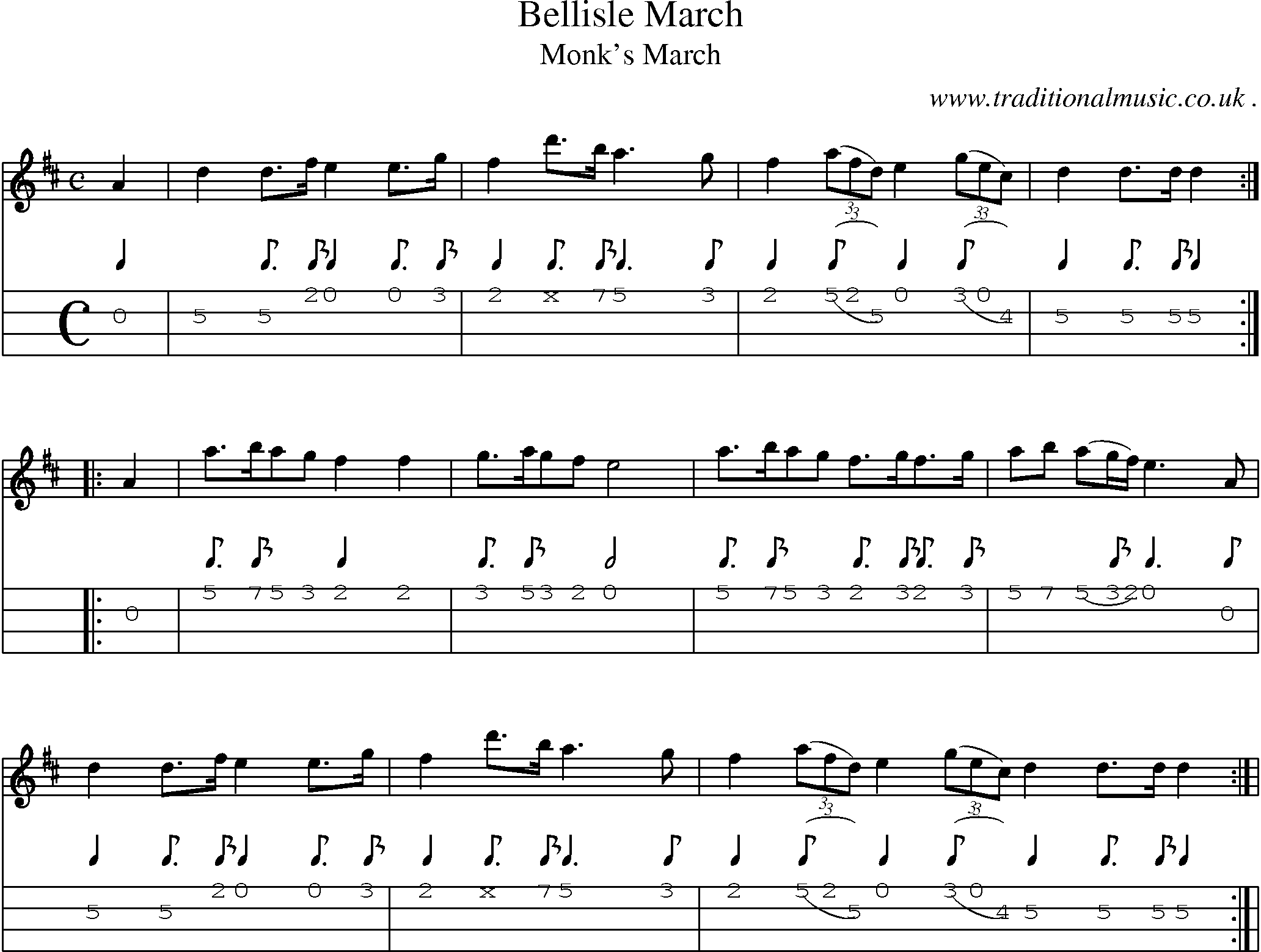 Sheet-Music and Mandolin Tabs for Bellisle March