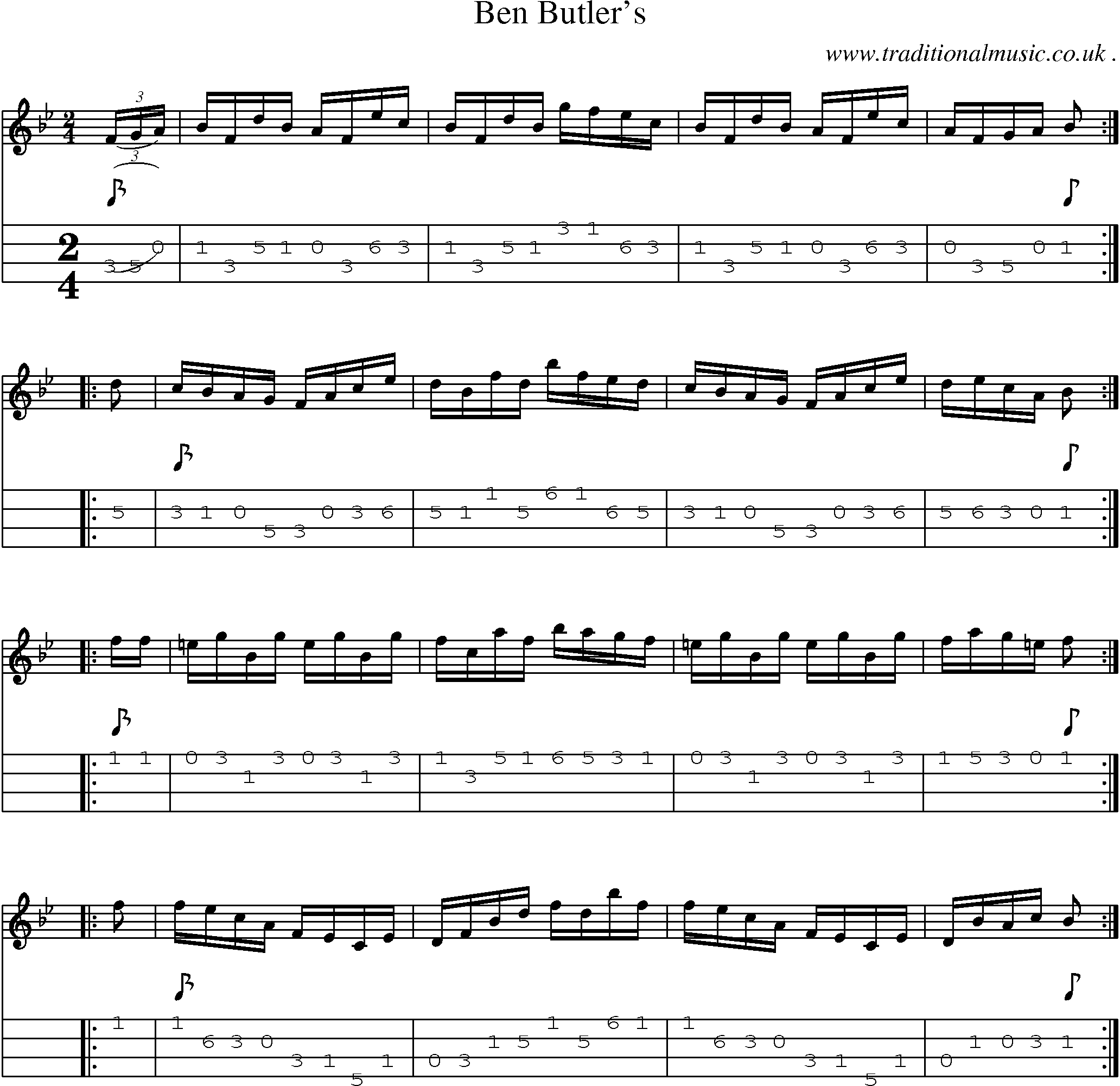 Sheet-Music and Mandolin Tabs for Ben Butlers