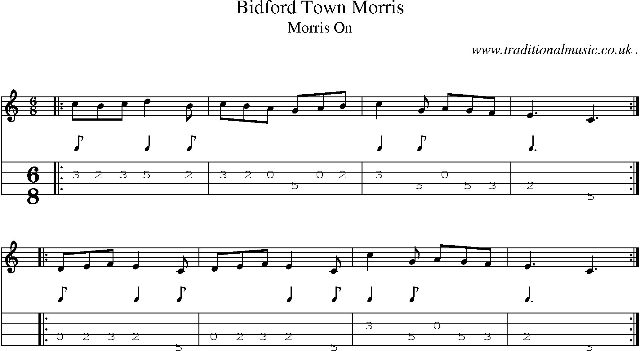 Sheet-Music and Mandolin Tabs for Bidford Town Morris