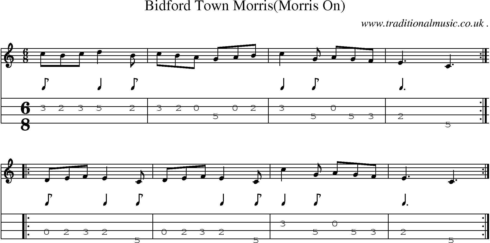 Sheet-Music and Mandolin Tabs for Bidford Town Morris (morris On) (
