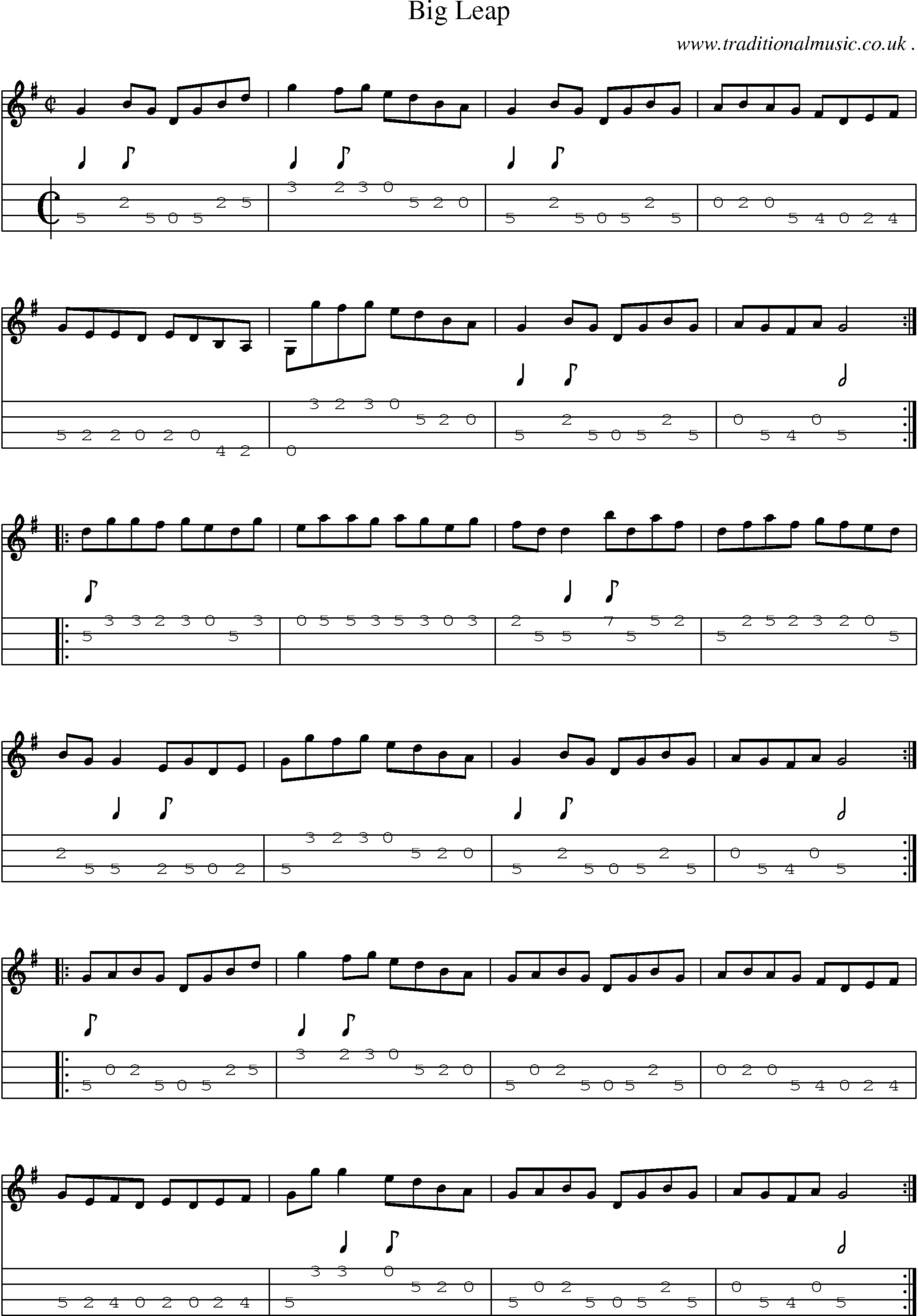Sheet-Music and Mandolin Tabs for Big Leap