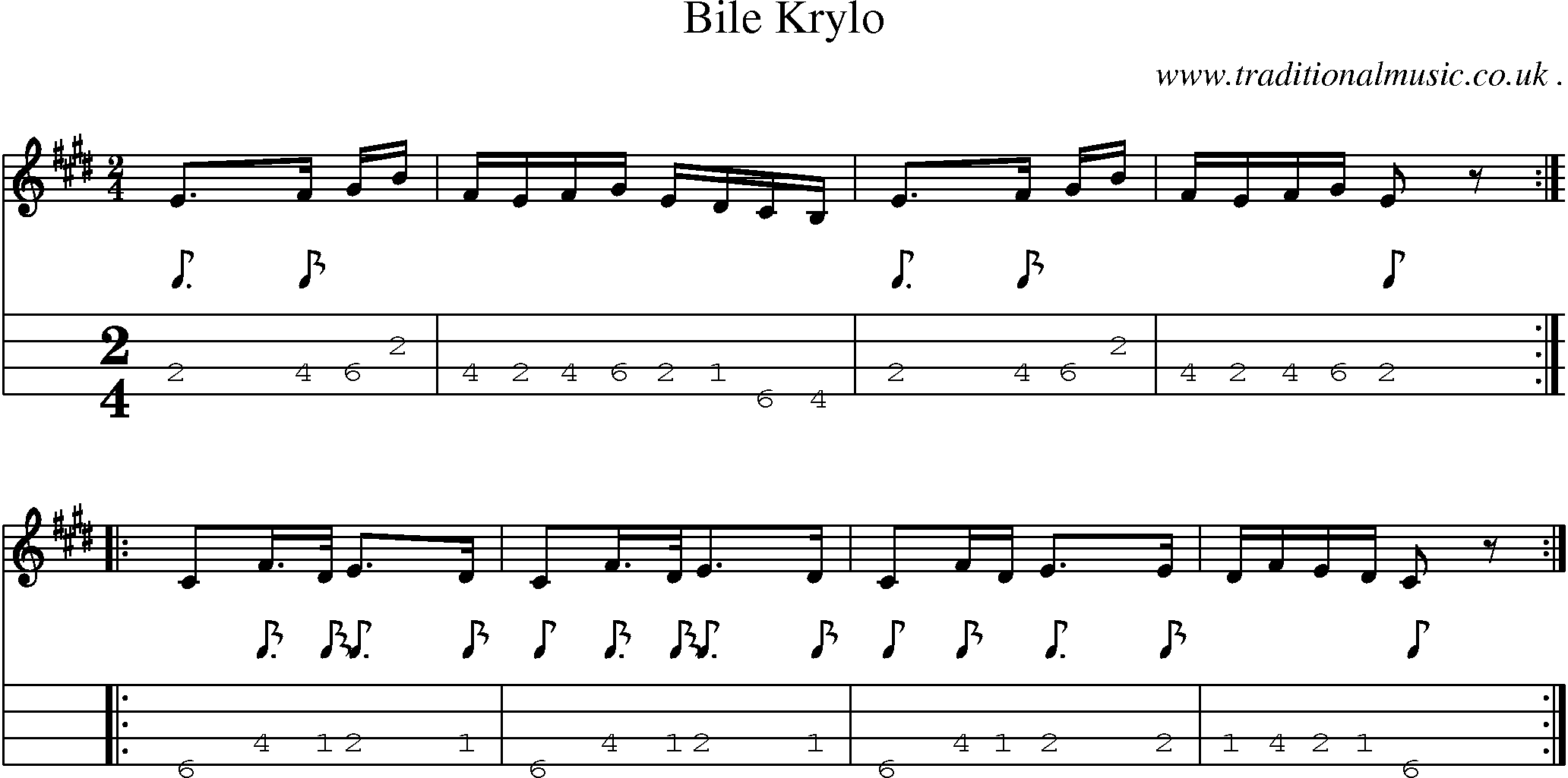 Sheet-Music and Mandolin Tabs for Bile Krylo