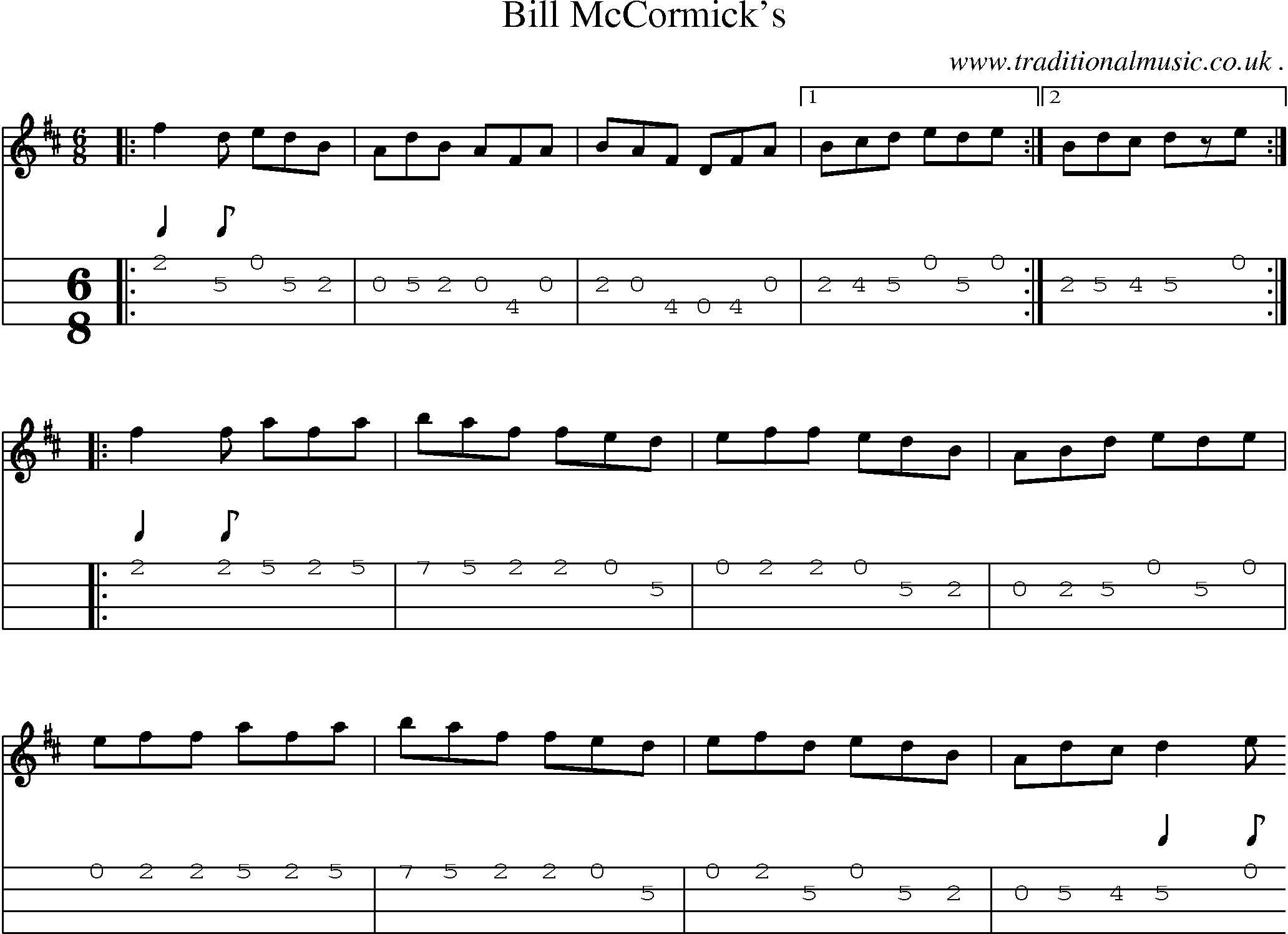 Sheet-Music and Mandolin Tabs for Bill Mccormicks
