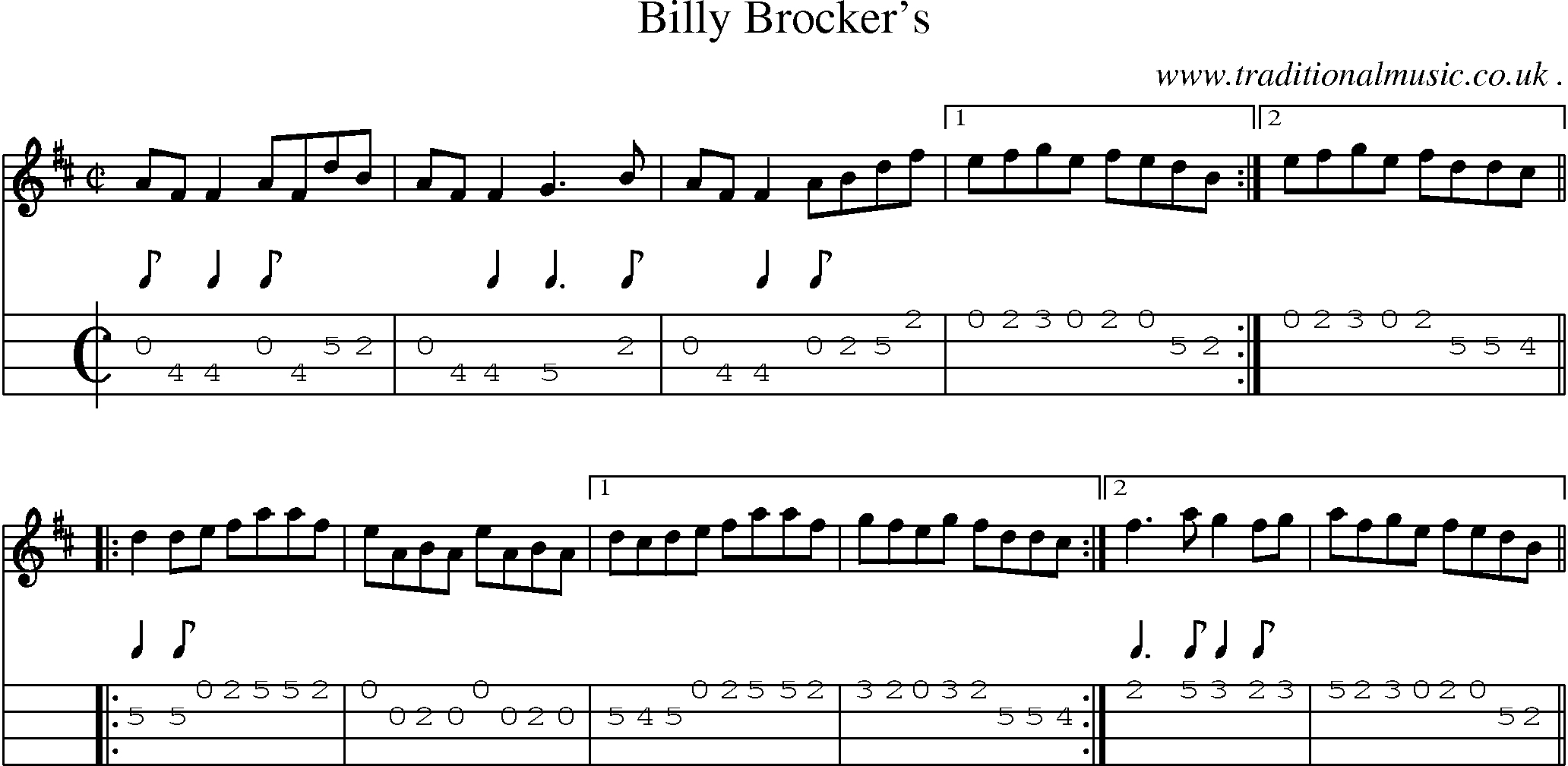 Sheet-Music and Mandolin Tabs for Billy Brockers