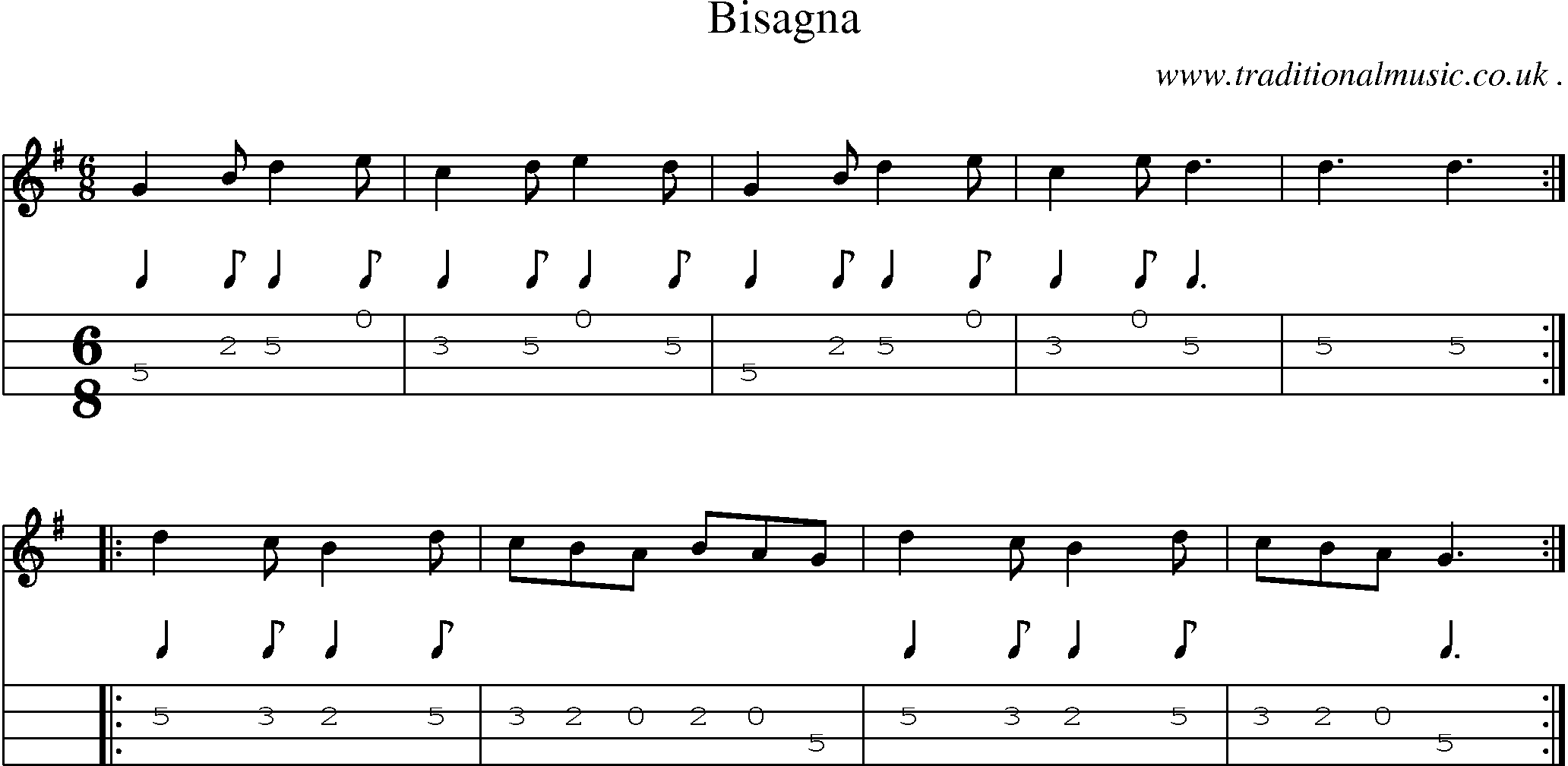 Sheet-Music and Mandolin Tabs for Bisagna