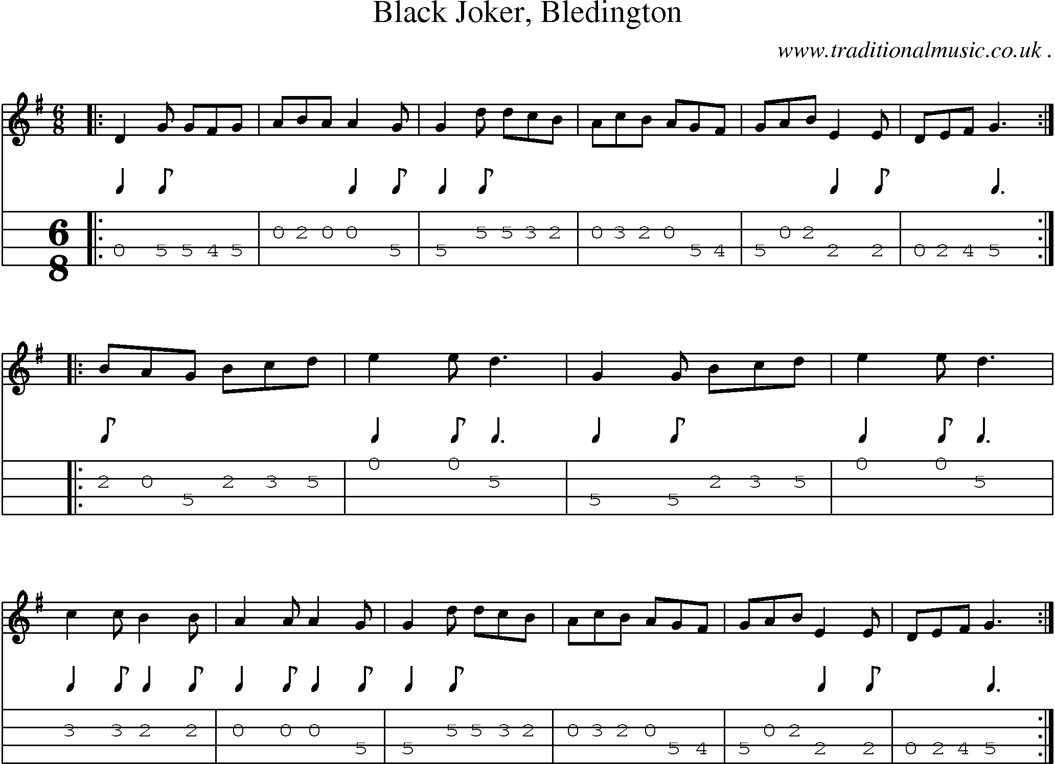 Sheet-Music and Mandolin Tabs for Black Joker Bledington